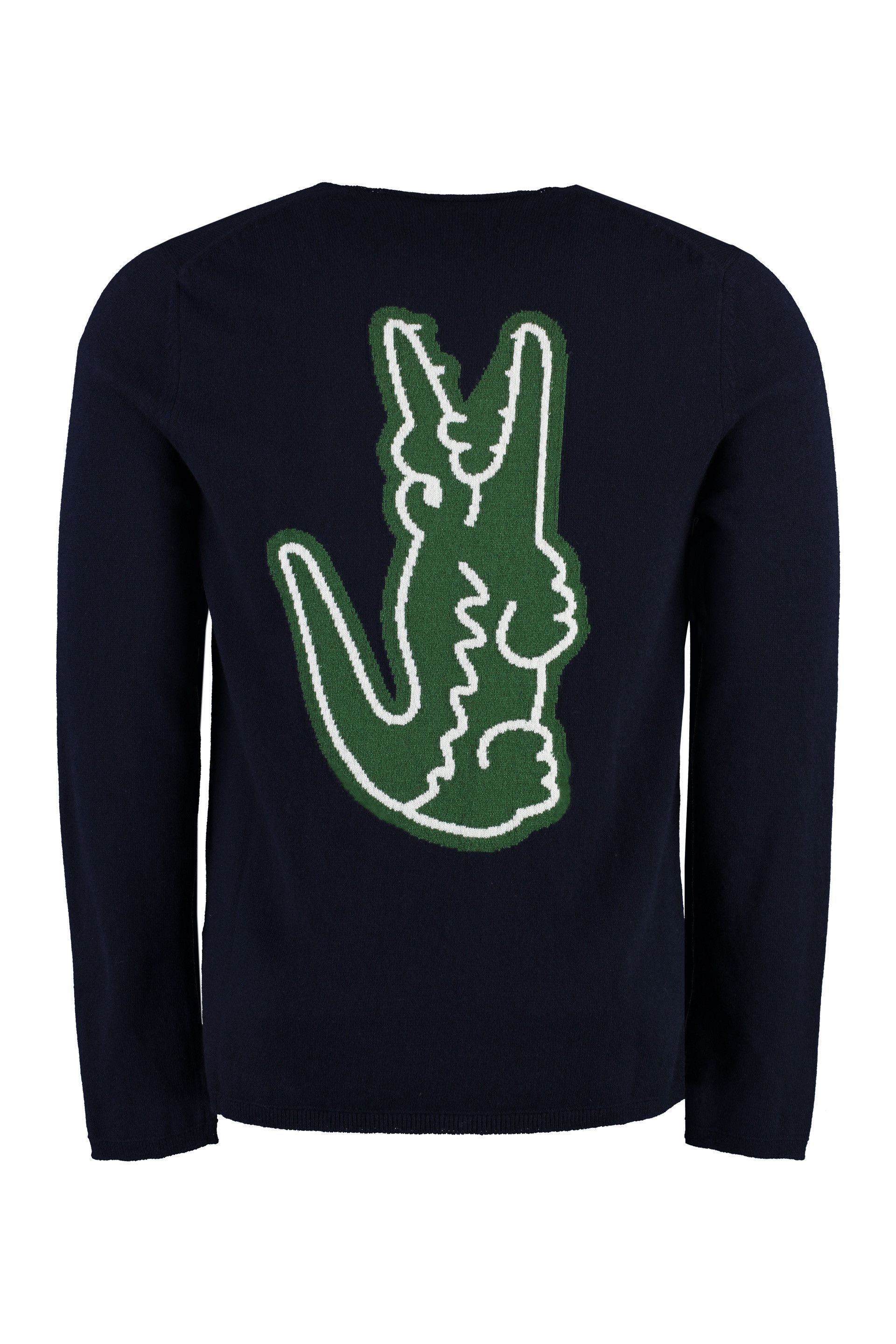 Comme des Garcons × Lacoste o1mle0724 Crew-neck Wool Sweater in Blue Size US S / EU 44-46 / 1 - 2 Thumbnail