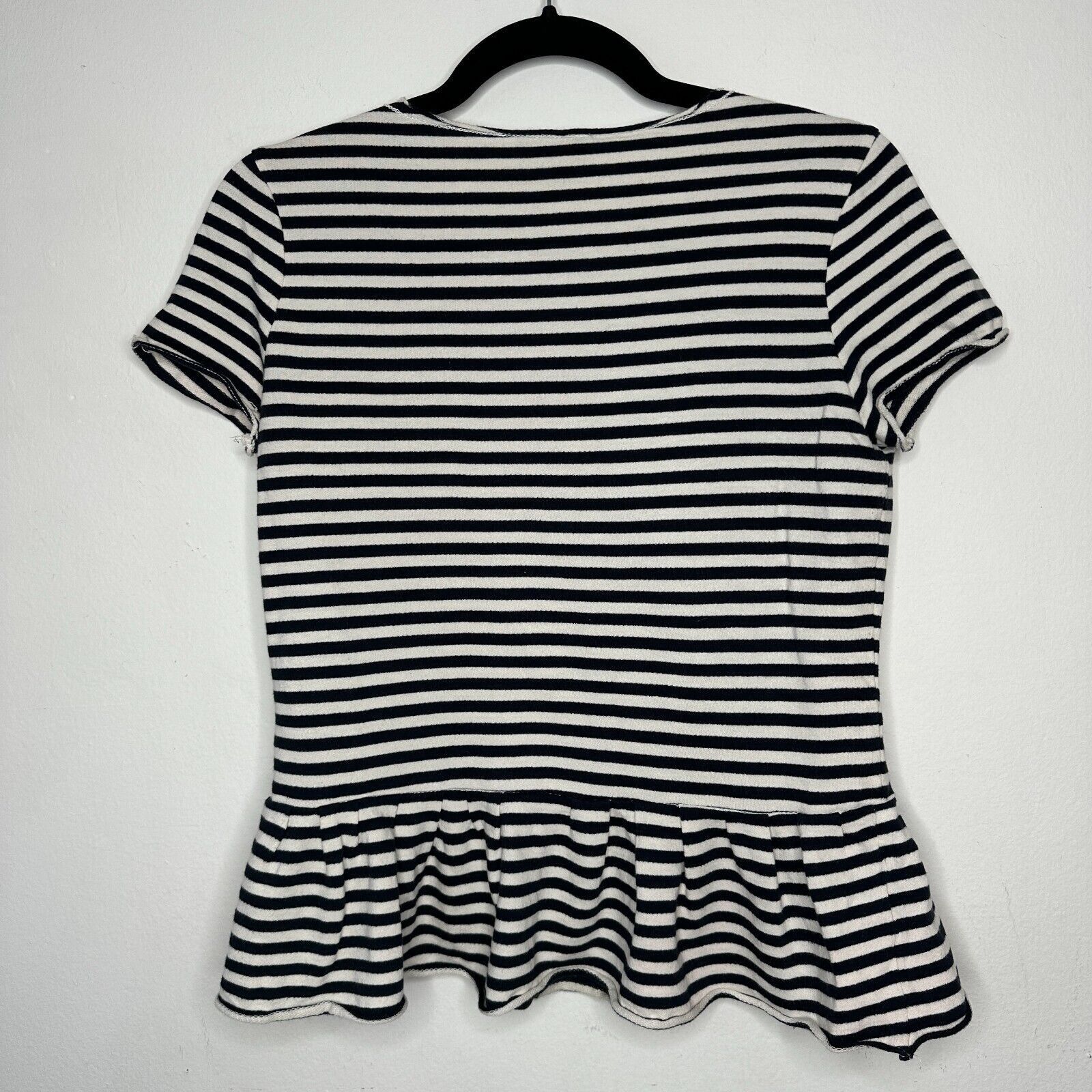 Other MNG Mango Black Stripe I Do What Makes Me Happy Ruffle Tee S Size S / US 4 / IT 40 - 2 Thumbnail