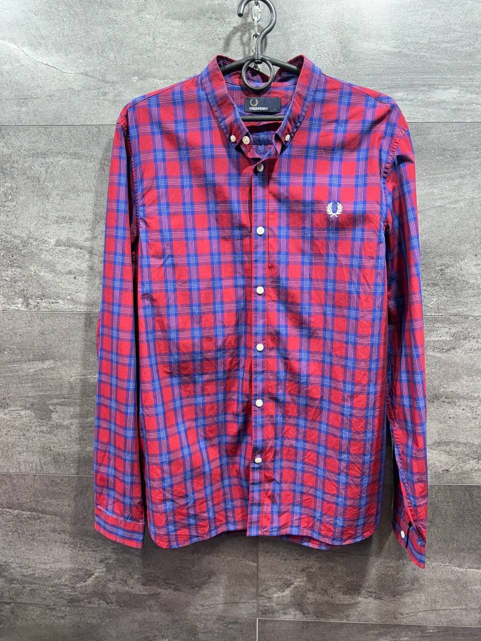 Other Shirt Red Blue checkered FRED PERRY Size US L / EU 52-54 / 3 - 1 Thumbnail