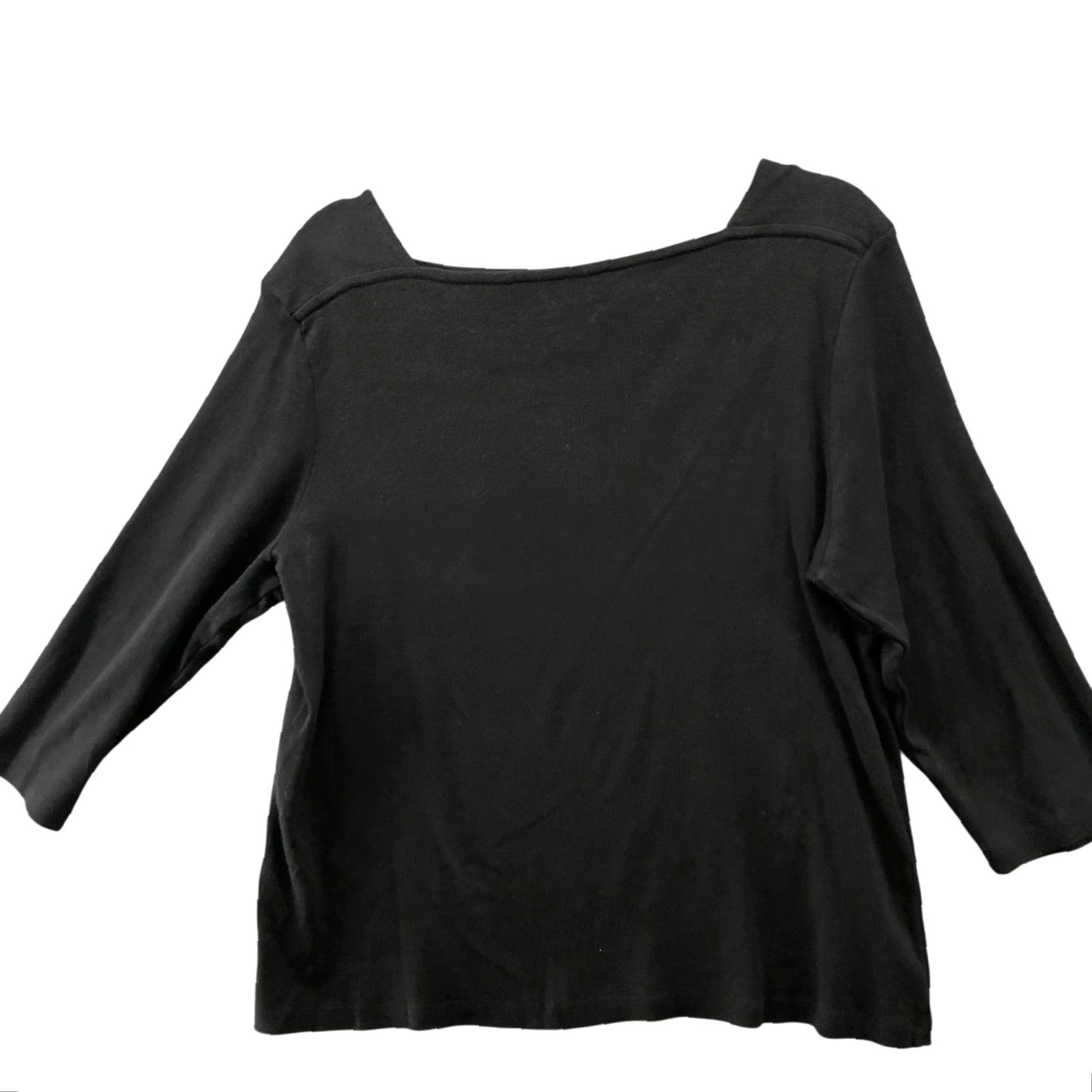 Vintage Chico's The Ultimate Tee Womens XL Supima Cotton Square Neck 3/4 Sleeve Shirt Black Easy Care Casual Knit Cotton Vintage: No Size XL / US 12-14 / IT 48-50 - 2 Thumbnail