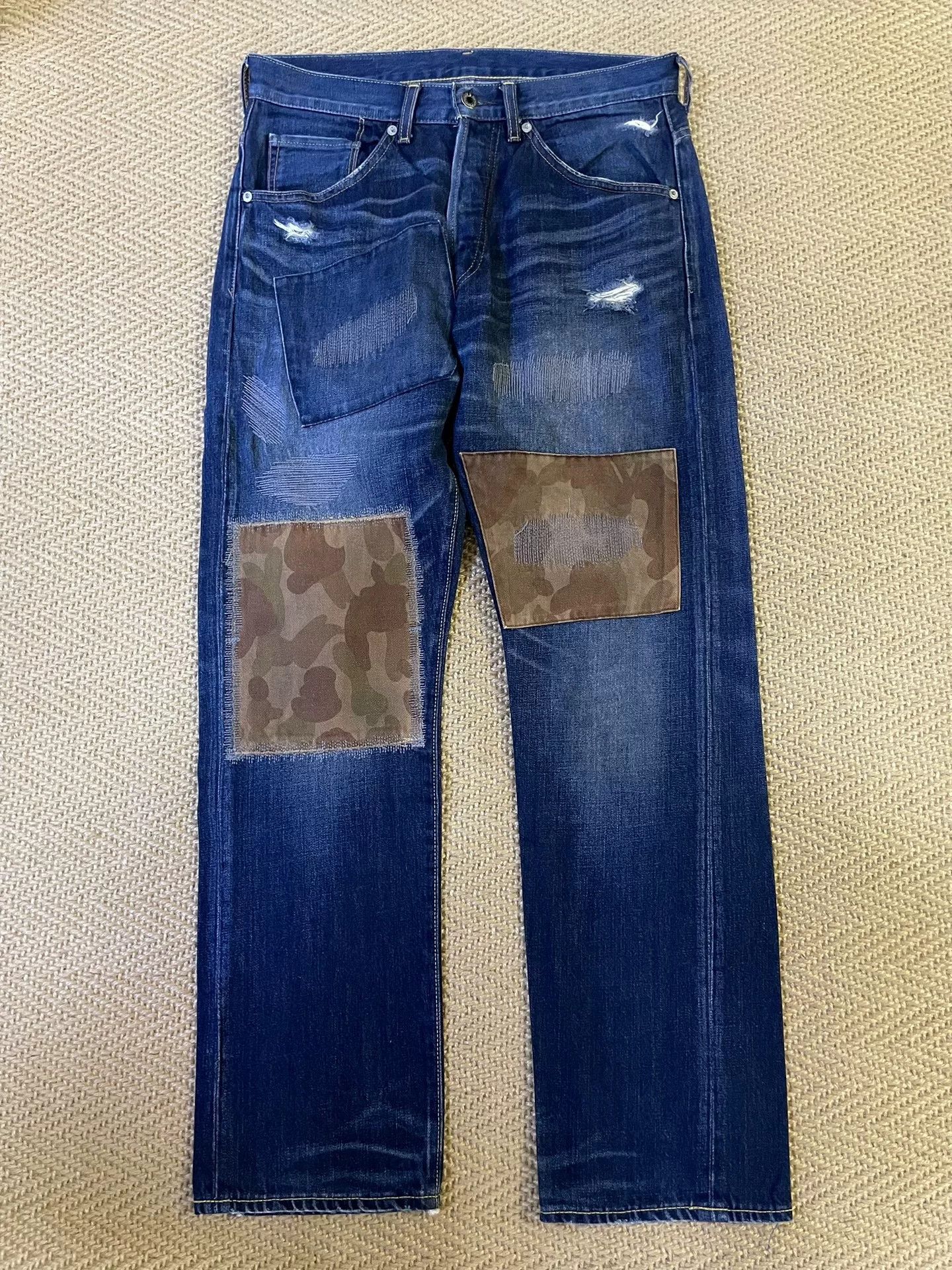 BAPE Camo Patch Distressed Jeans