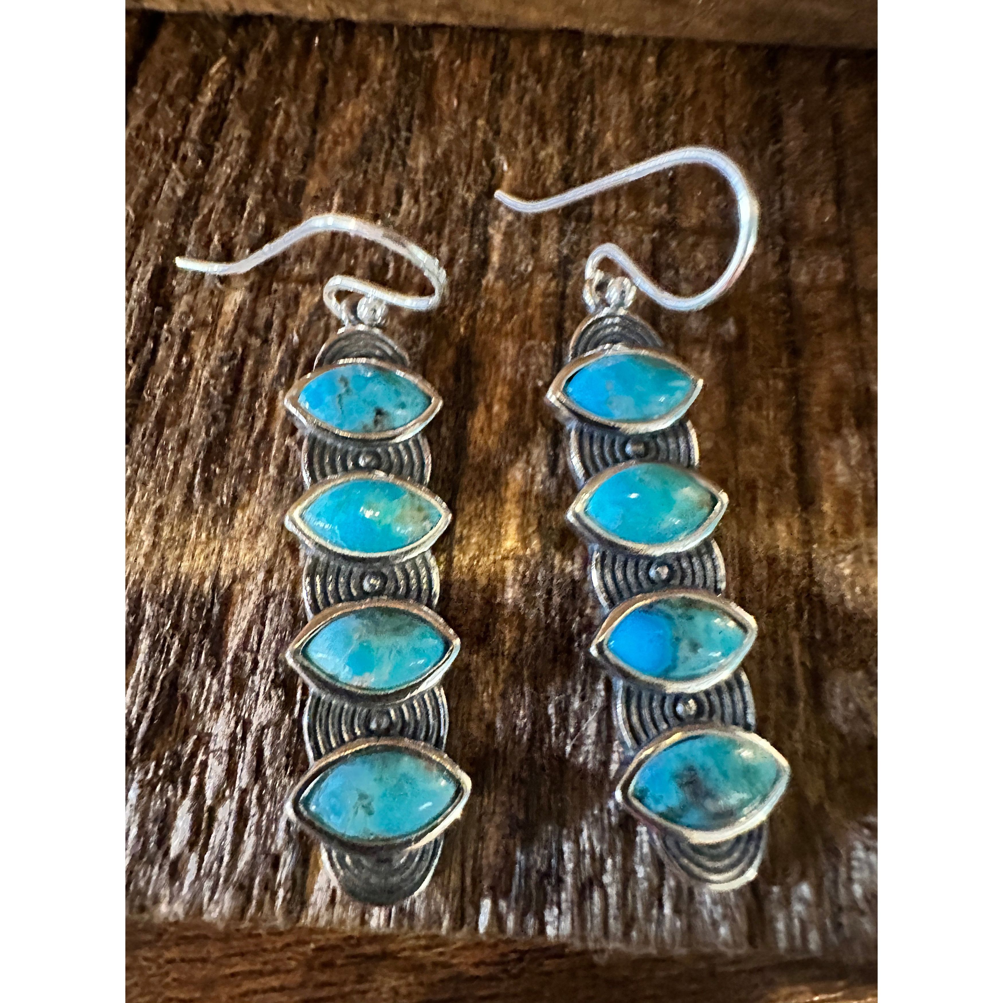 Other Navajo Valeria Turquoise Dangle Earrings in Sterling Silver, Size ONE SIZE - 6 Thumbnail