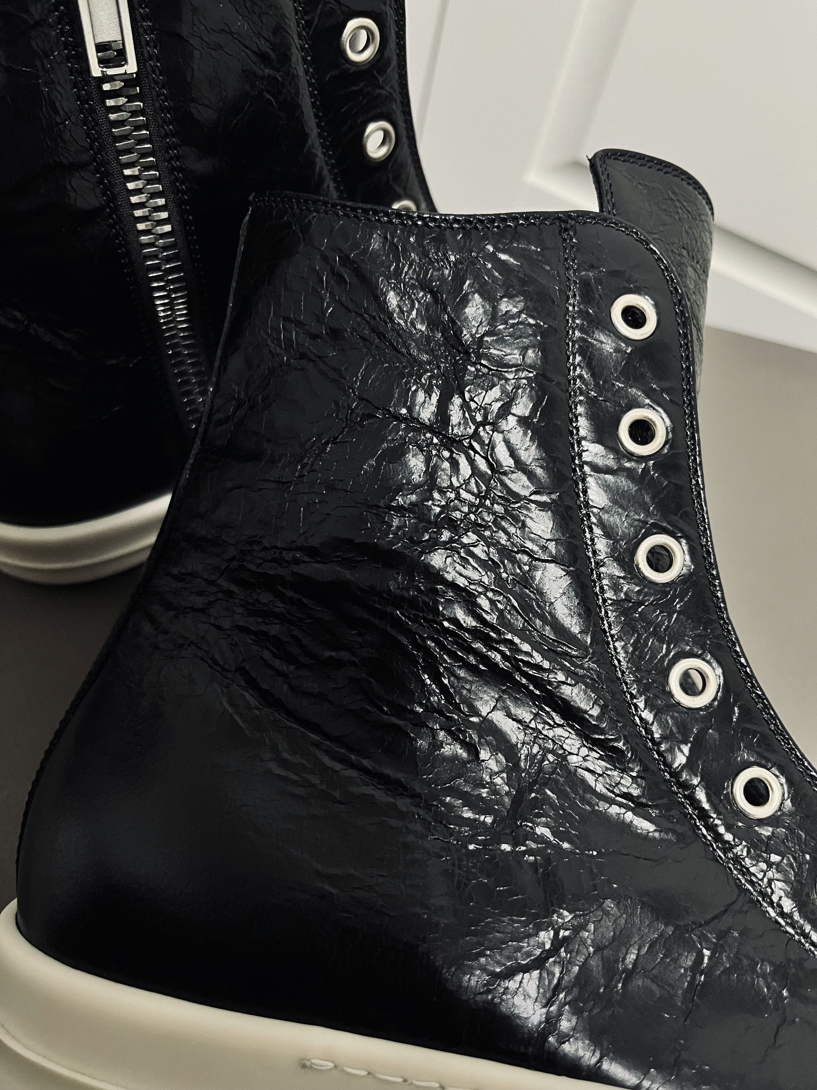 Rick Owens Rick Owens Leather Ramones Hi-Top Sneakers Size US 6.5 / EU 39-40 - 6 Thumbnail