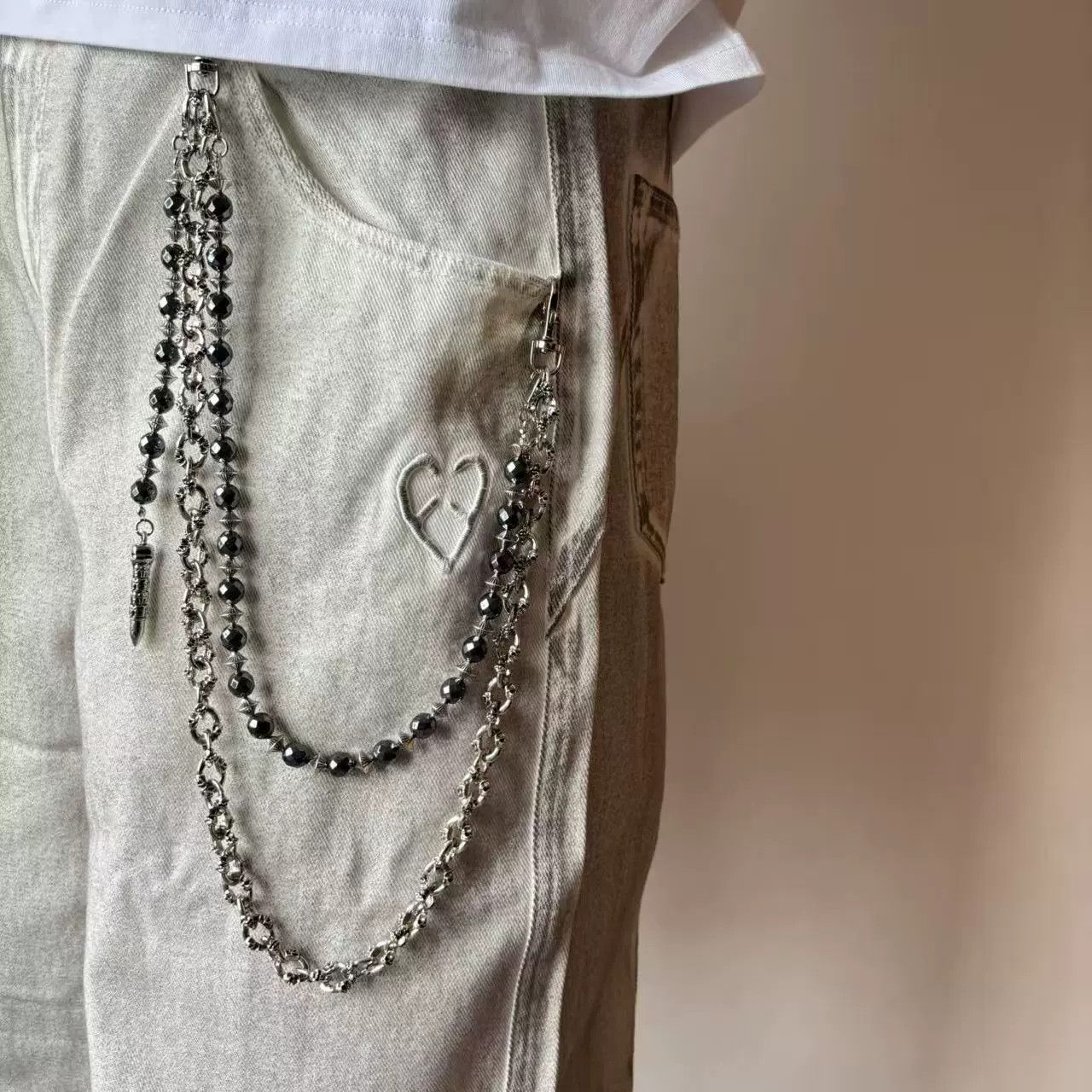 Vintage Retro hip-hop punk style jeans waist chain Size ONE SIZE - 3 Thumbnail