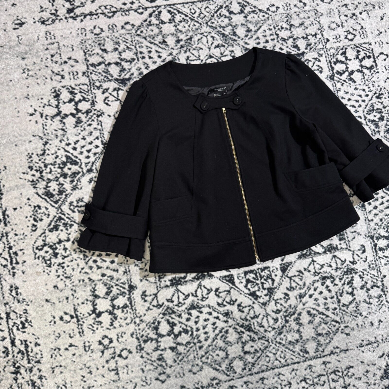 Vintage Vintage 90s Y2k Sandro Women's Black Viscose Blazer Size L Size US L / EU 52-54 / 3 - 3 Thumbnail