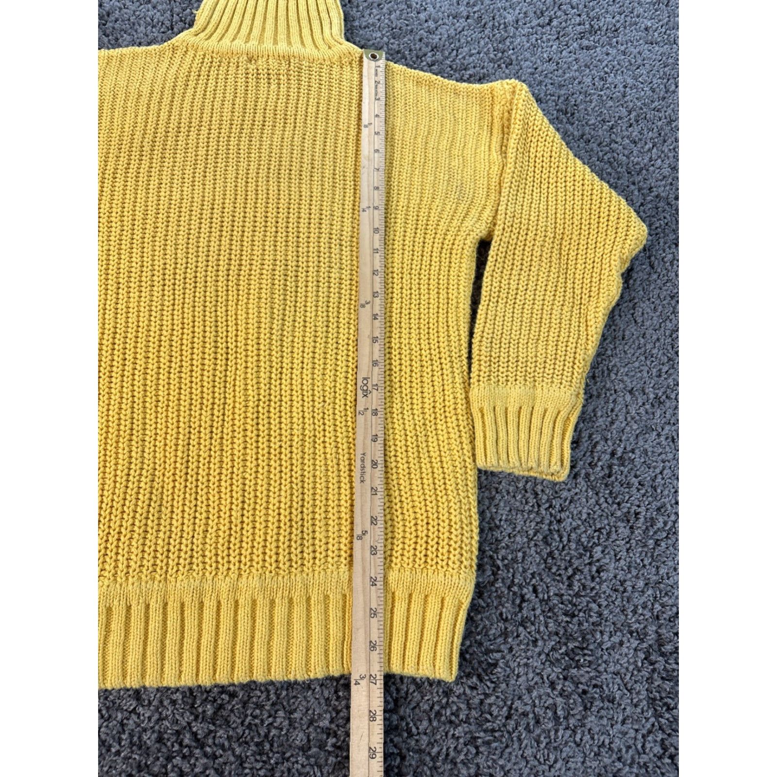 Gap VINTAGE Gap Sweater Men L Yellow Mock Neck 90s Preppy KnIT Chunky Knit Cotton Nylon Pullover Size L / US 10 / IT 46 - 2 Thumbnail