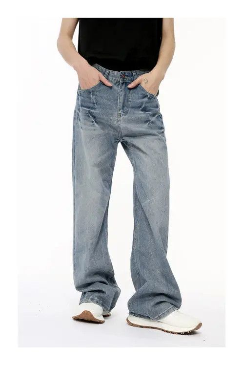 Japanese Brand Washed Light Blue Lightning Pattern Jeans Size US 32 / EU 48 - 1 Thumbnail