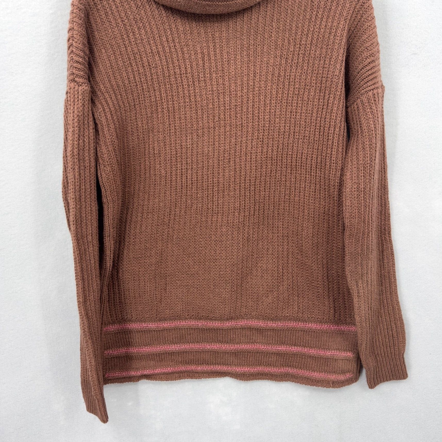 Prana prAna Sweater Womens M Long Sleeve Cowl Knit Wool Blend Brown Pink Striped Cozy Slouchy Fall Winter 90s Inspired Size M / US 6-8 / IT 42-44 - 4 Thumbnail
