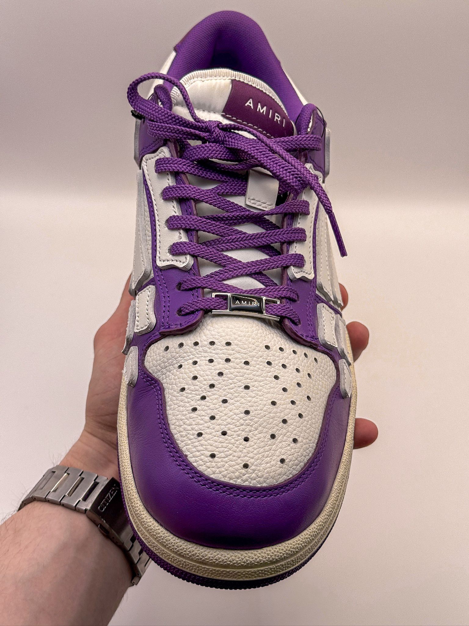 Amiri AMIRI Skel Top Low "Purple White" 2022 Skeleton Bones Size US 13 / EU 46 - 6 Thumbnail