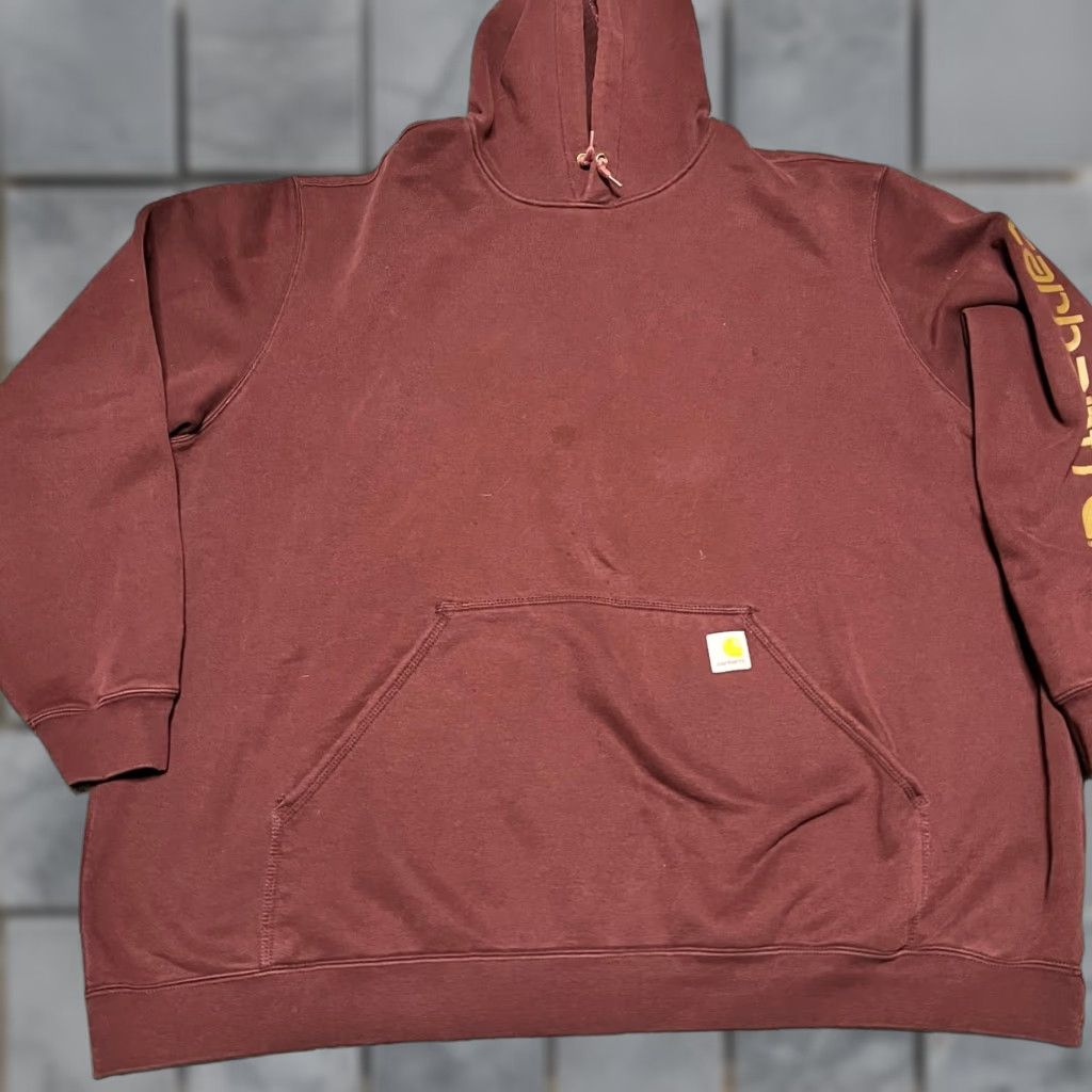Carhartt Carhartt Hoodie Mens 4XL Relaxed Force Maroon Workwear Sweatshirt Size US XXL / EU 58 / 5 - 1 Thumbnail