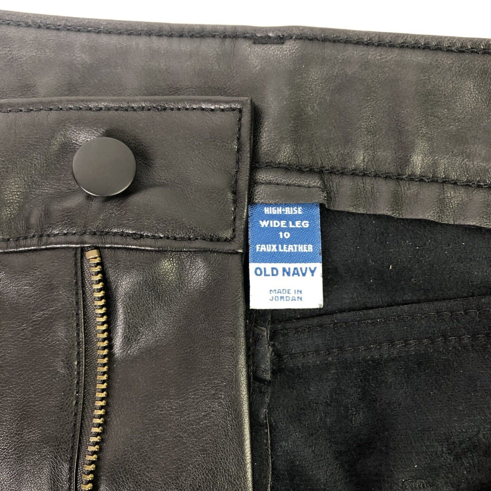 Old Navy Old Navy Black High Rise Wide Leg Faux Leather Pants Size 10 Size 32" / US 10 / IT 46 - 3 Thumbnail
