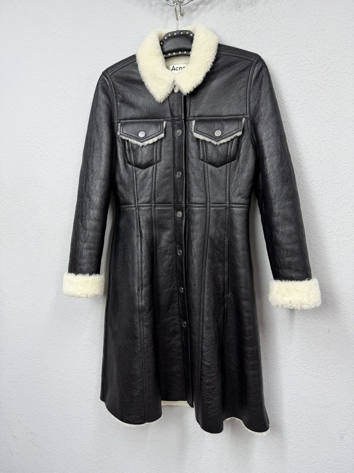 If Six Was Nine Acne Studios Shearling Lamb Leather Coat Jacket Size S / US 4 / IT 40 - 8 Thumbnail