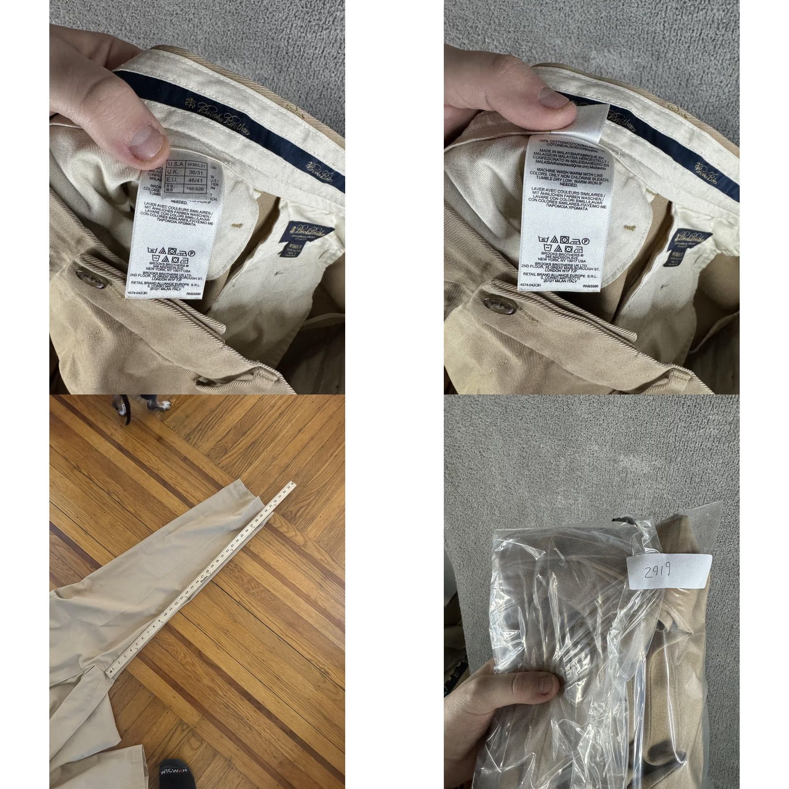 Brooks Brothers Brooks Brothers Hudson Chino Pants Mens 36x31 Khaki Beige Flat Front Cotton Size US 36 / EU 52 - 10 Thumbnail