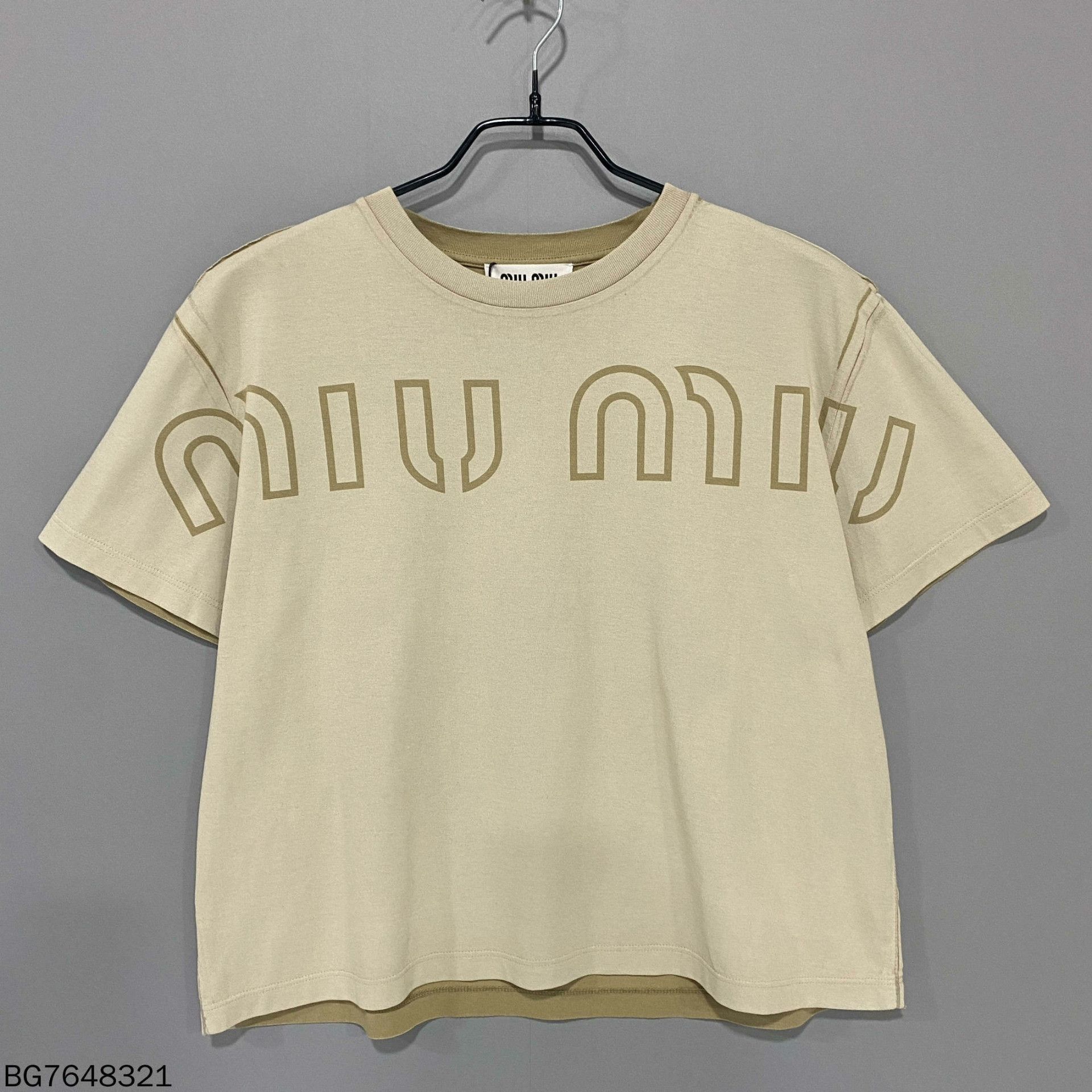 Miu Miu miu miu khaki logo printed short sleeve shirt Size US XS / EU 42 / 0 - 1 Thumbnail