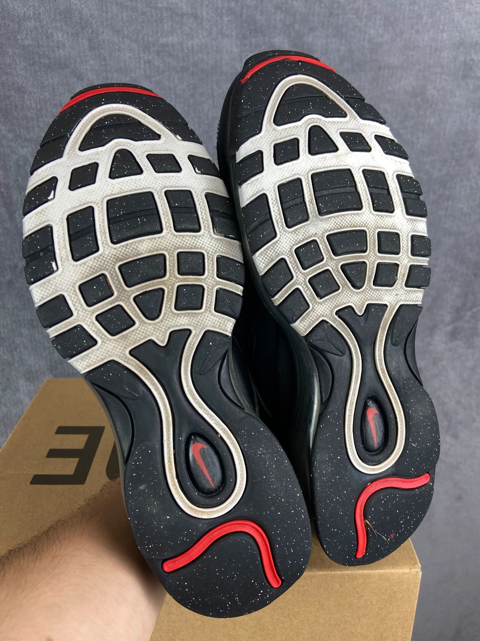 Nike Nike Air Max 97 black sneakers with red swoosh c Size US 6 / EU 39 - 7 Thumbnail