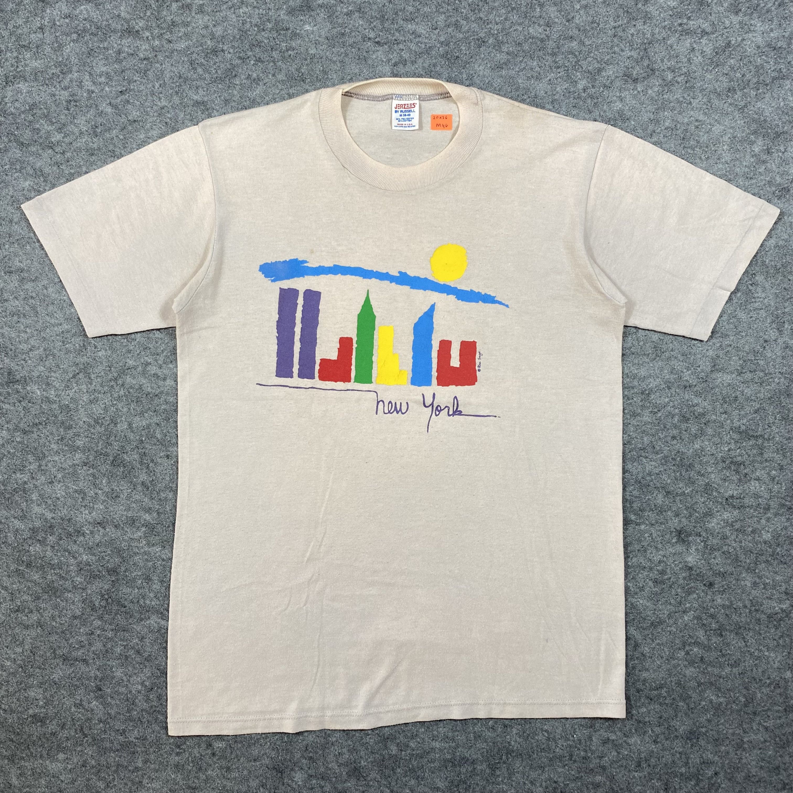 Jerzees Vintage 90s New York Skyline Art Graphic Jerzees TSHIRT-M046 Size US M / EU 48-50 / 2 - 1 Thumbnail