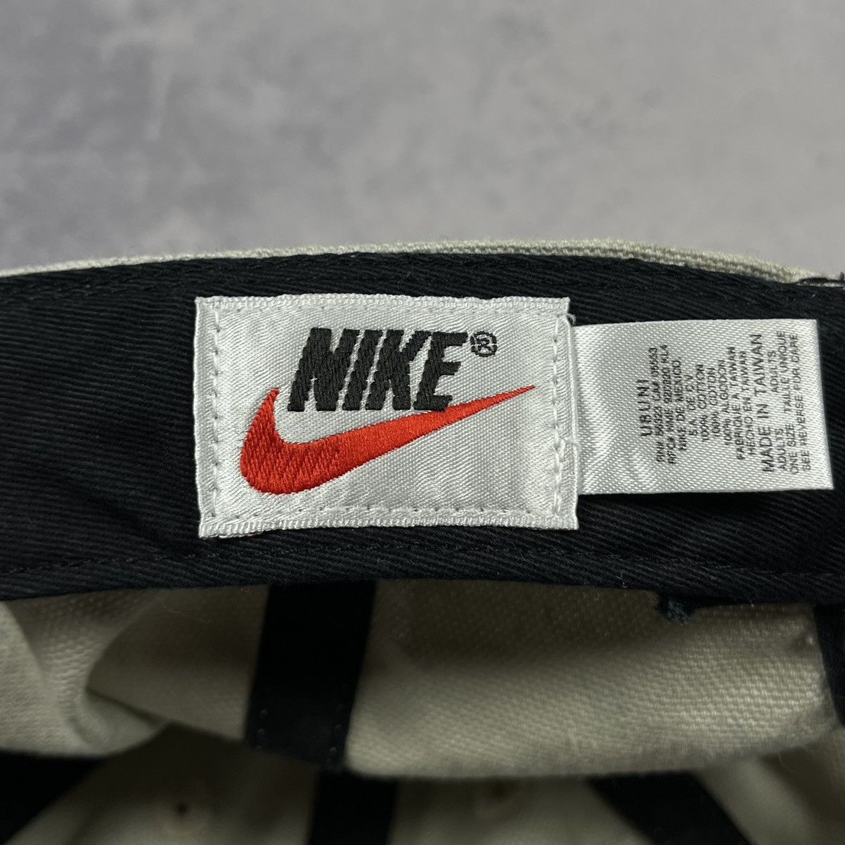Nike × Vintage Vintage Nike rare big swoosh y2k beige cream cap 90’s Size ONE SIZE - 6 Thumbnail