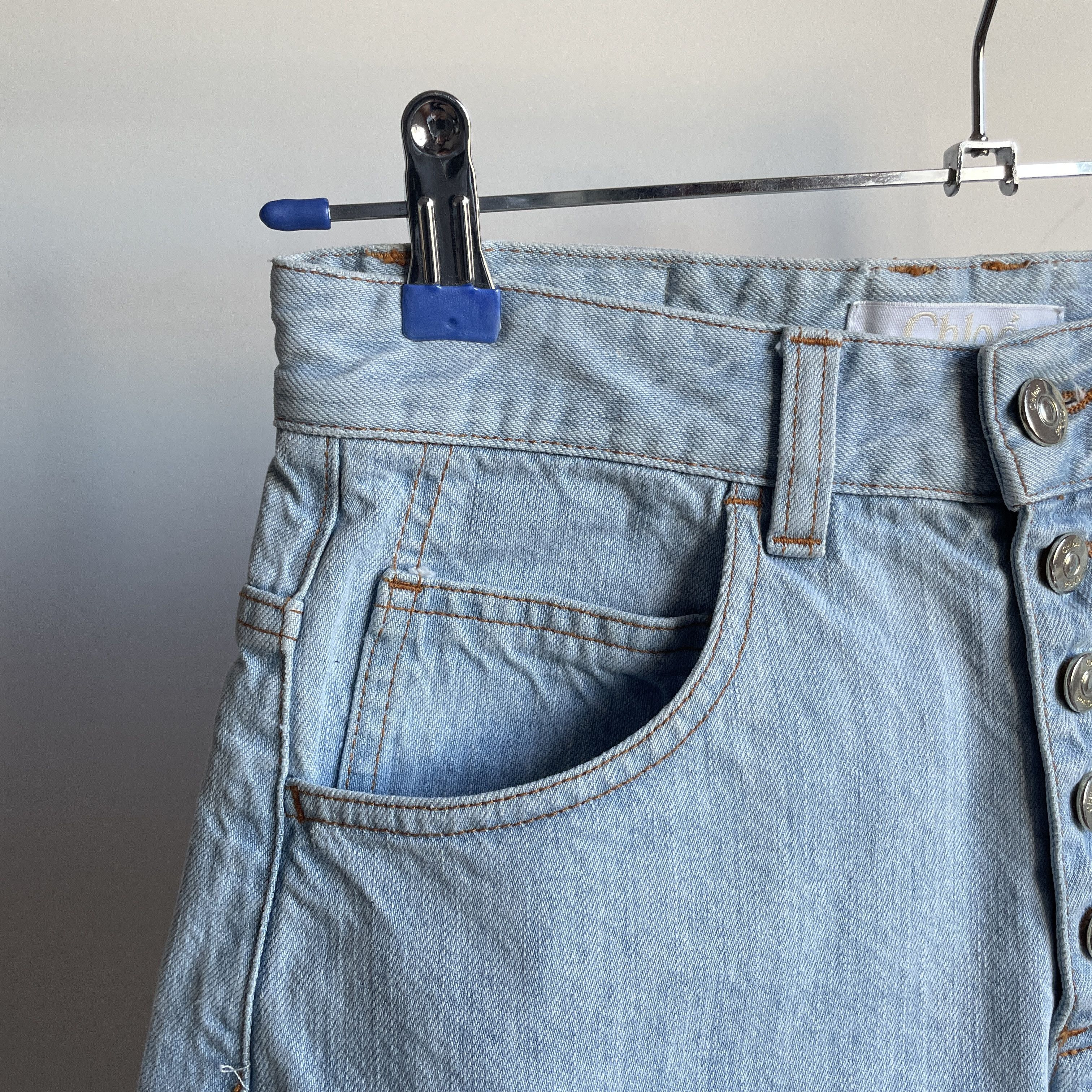Chloe Chloe Bleu Delave Womens Denim Bermuda Shorts Size EUR 34 Size 24" / US 00 / IT 34 - 5 Thumbnail