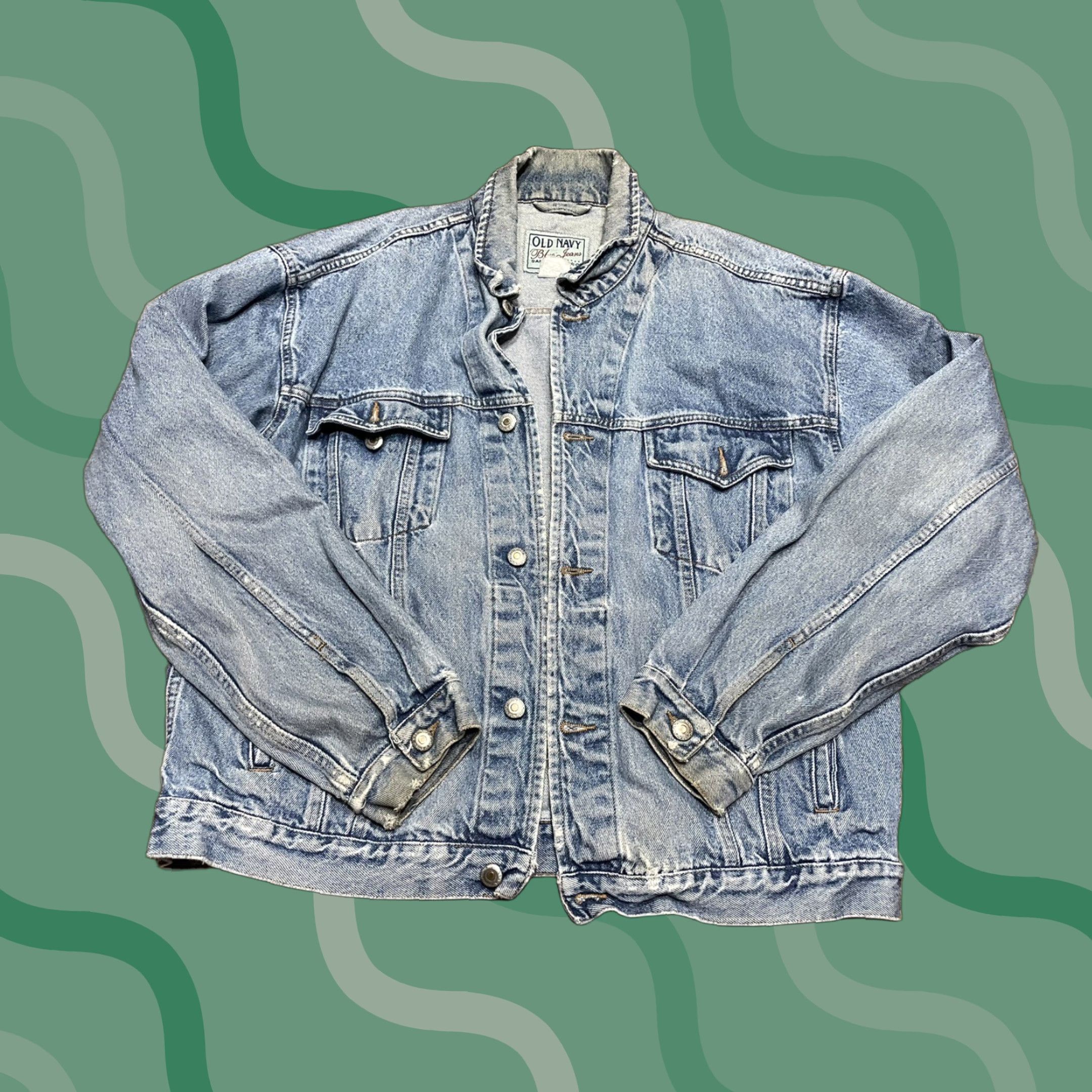 Old Navy VINTAGE Old Navy Jeans Jacket Coat Denim Blue Trucker Light Wash Mens L Adult Jacket Coat Size US 33 - 1 Thumbnail