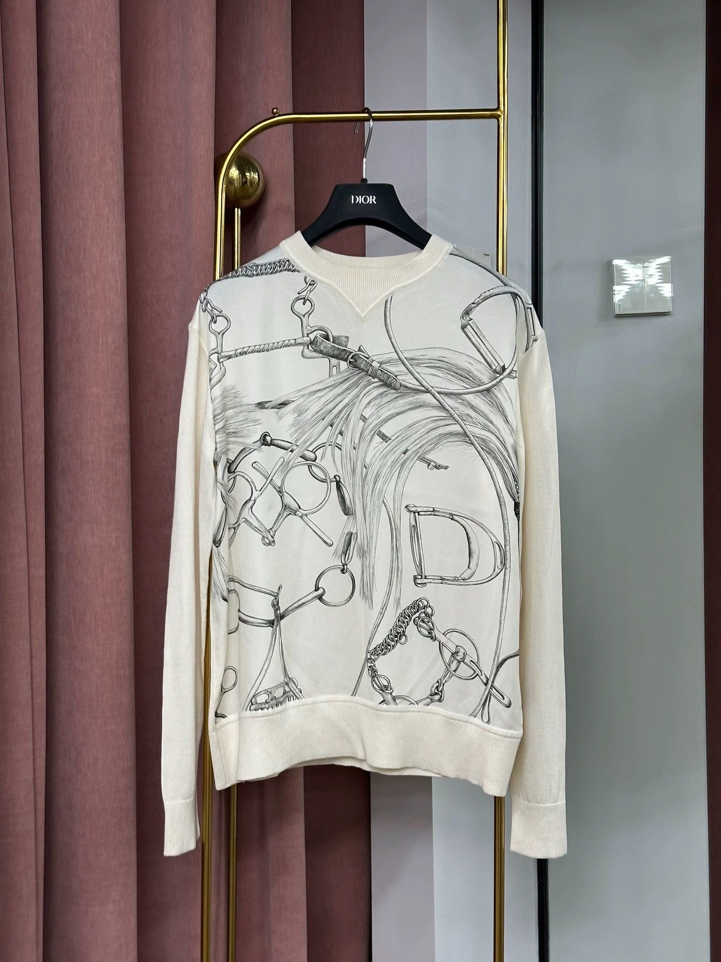 Hermes Hermes White Printed Silk Long Sleeve Top Size US XS / EU 42 / 0 - 1 Thumbnail