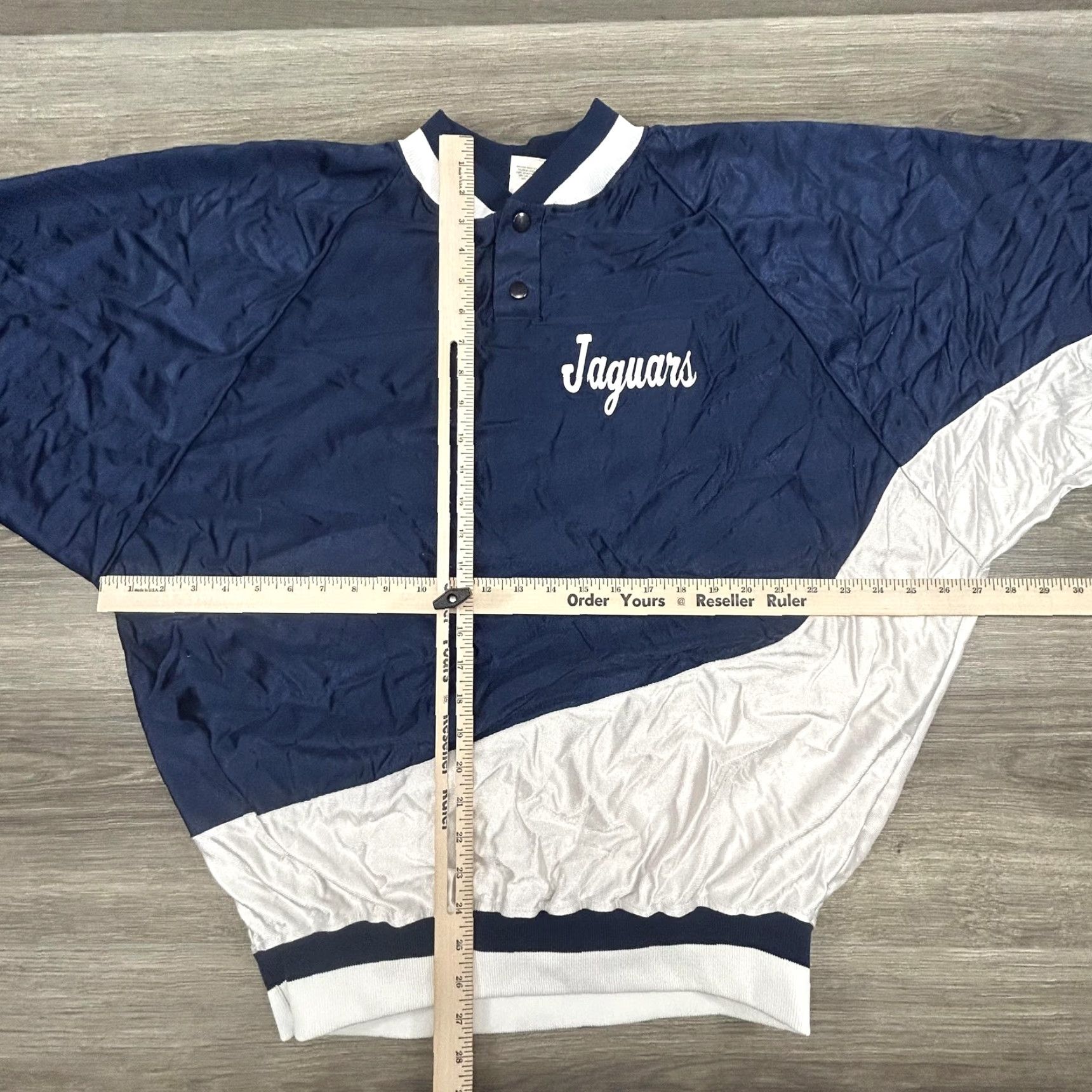 Wilson VINTAGE Wilson Warmup Shirt Jacket Mens 40 Satin Snap Pullover 80s USA blue navy Jaguars Size US L / EU 52-54 / 3 - 7 Thumbnail