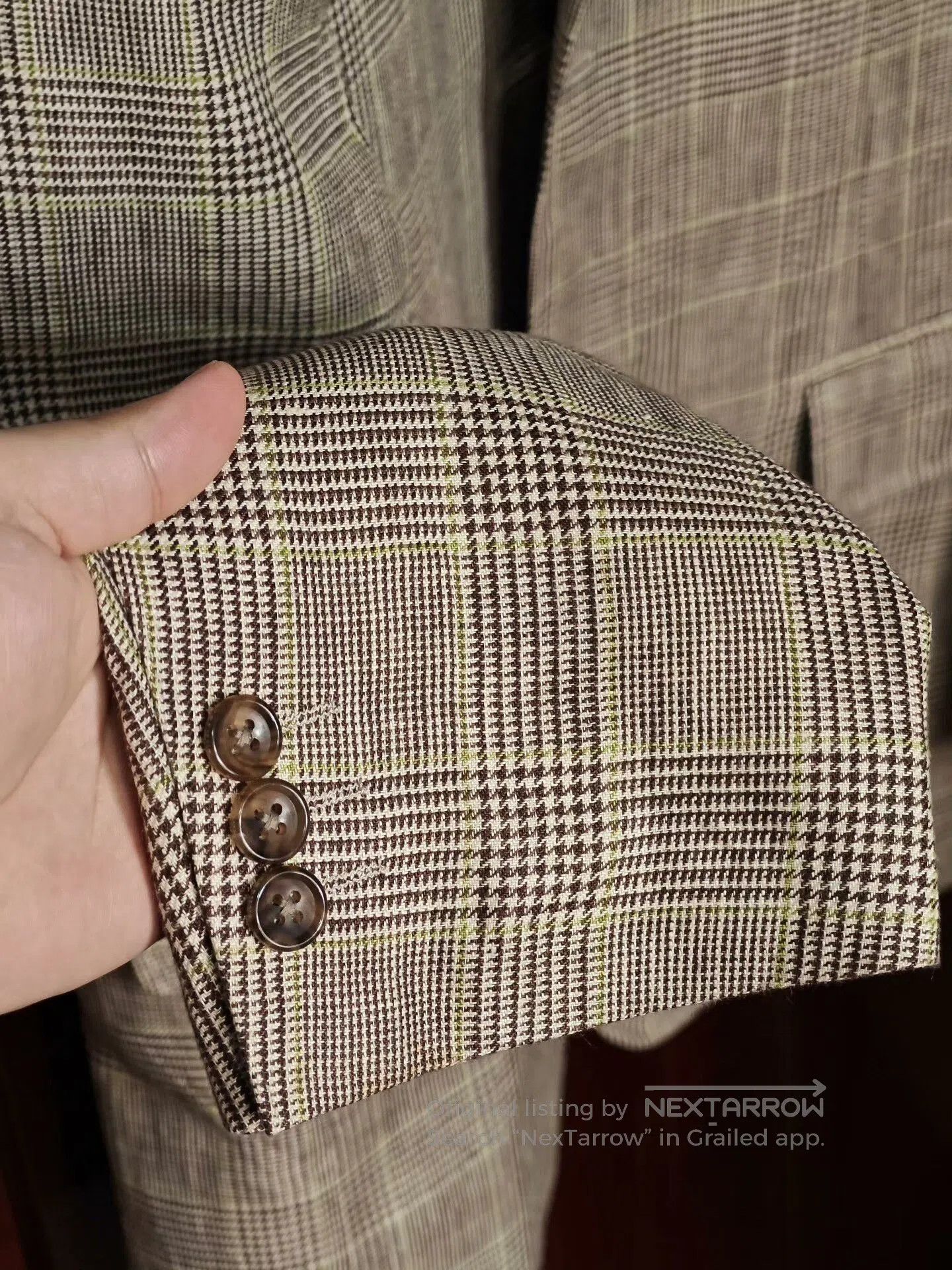 Morgano Italian Linen Checkered Blazer. Size US L / EU 52-54 / 3 - 4 Thumbnail