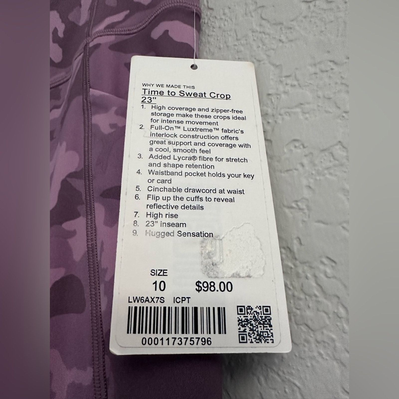 Lululemon Lululemon Time to Sweat Crop Tights Mauve Camo Women Size 10 Size 32" / US 10 / IT 46 - 6 Thumbnail
