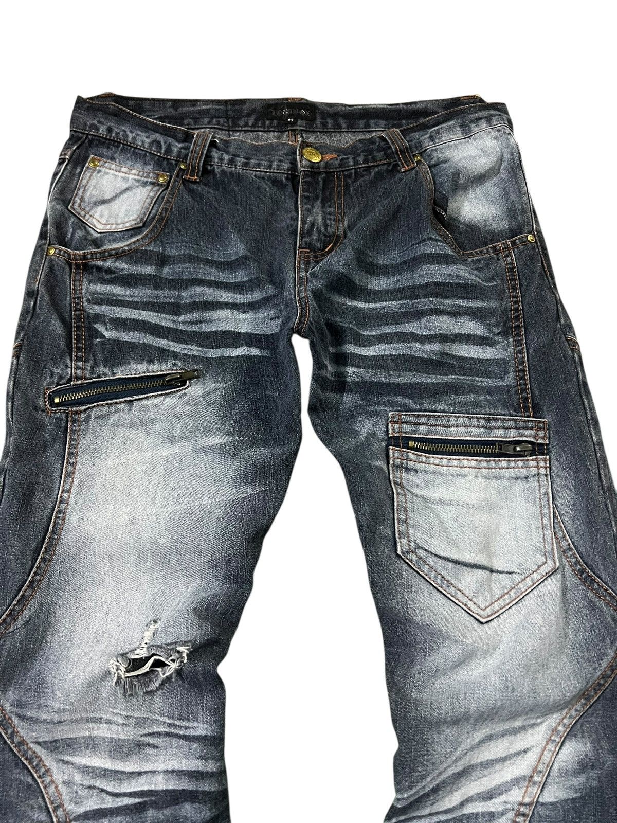 Kapital 💥Flare💥Vintage Lowbox Clawmark Distress Jean Rare Size US 33 - 10 Thumbnail