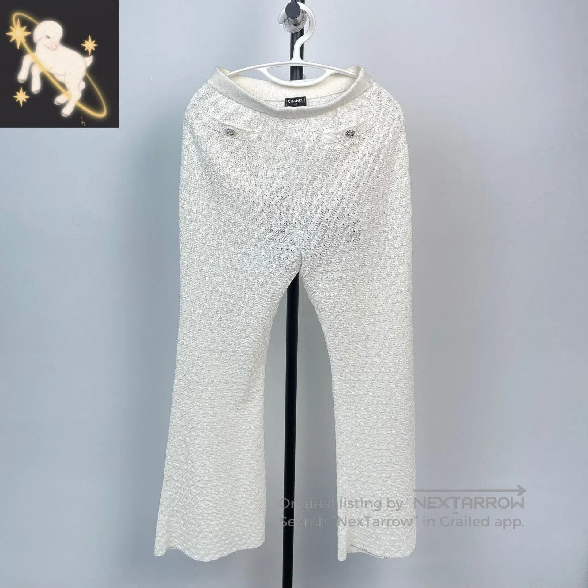 Chanel Chanel White knitted casual pants| Size 35" - 1 Thumbnail