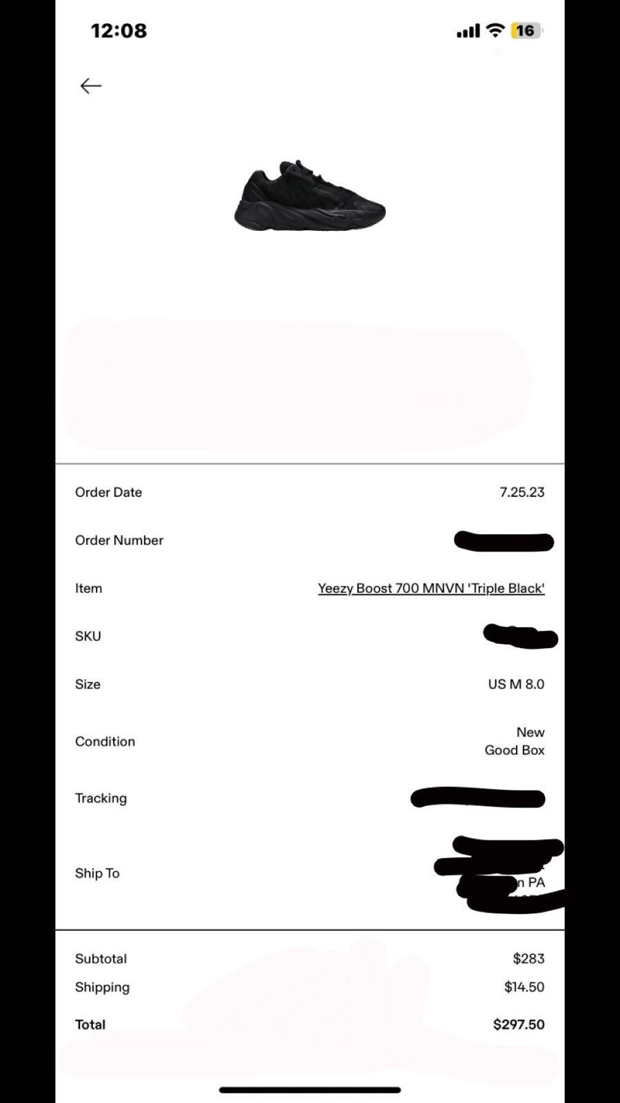 Yeezy Yeezy Boost 700 MNVN Triple Black Men’s Size US 8 / EU 41 - 8 Thumbnail