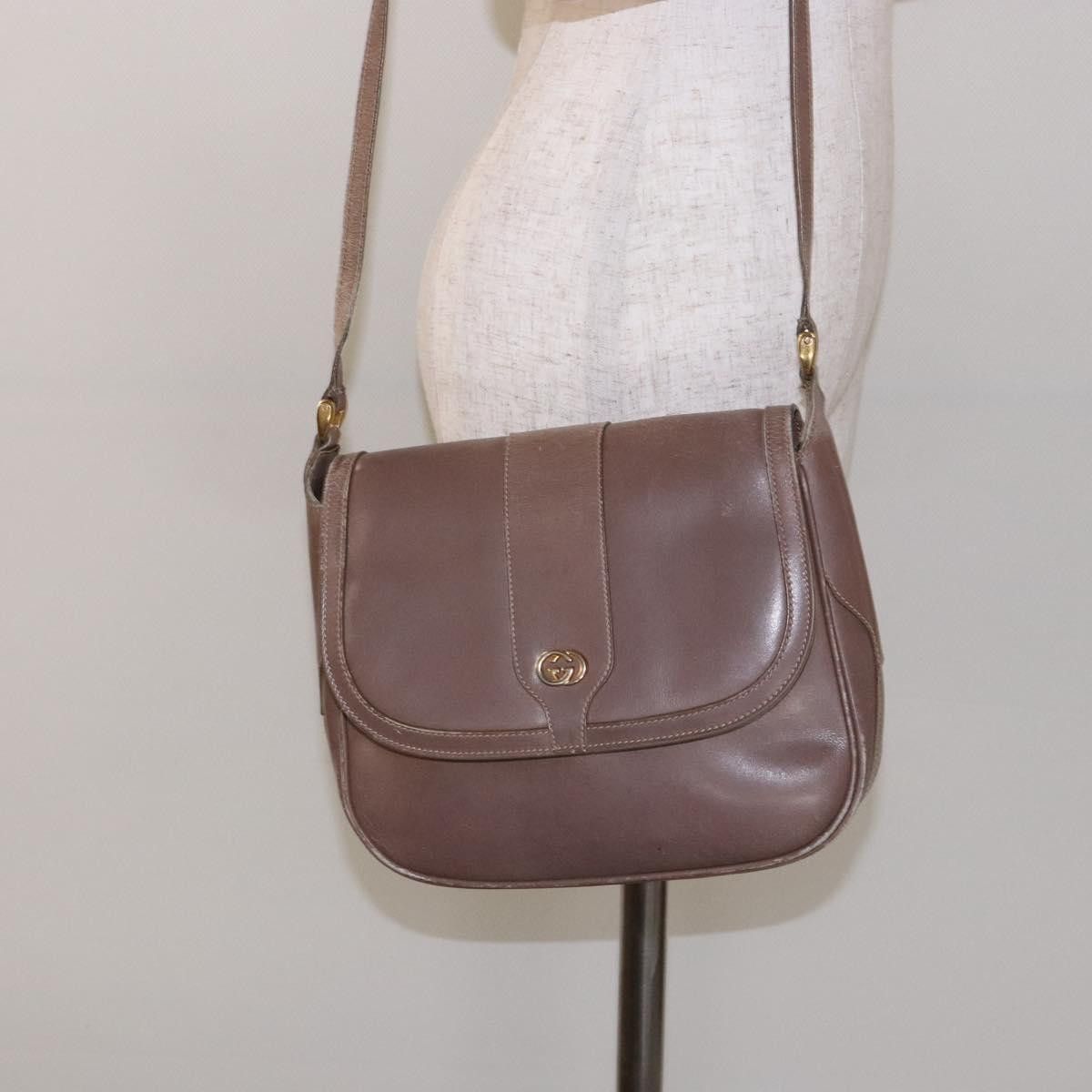 GUCCI Shoulder Bag Leather Beige Gold 001 115 001 115