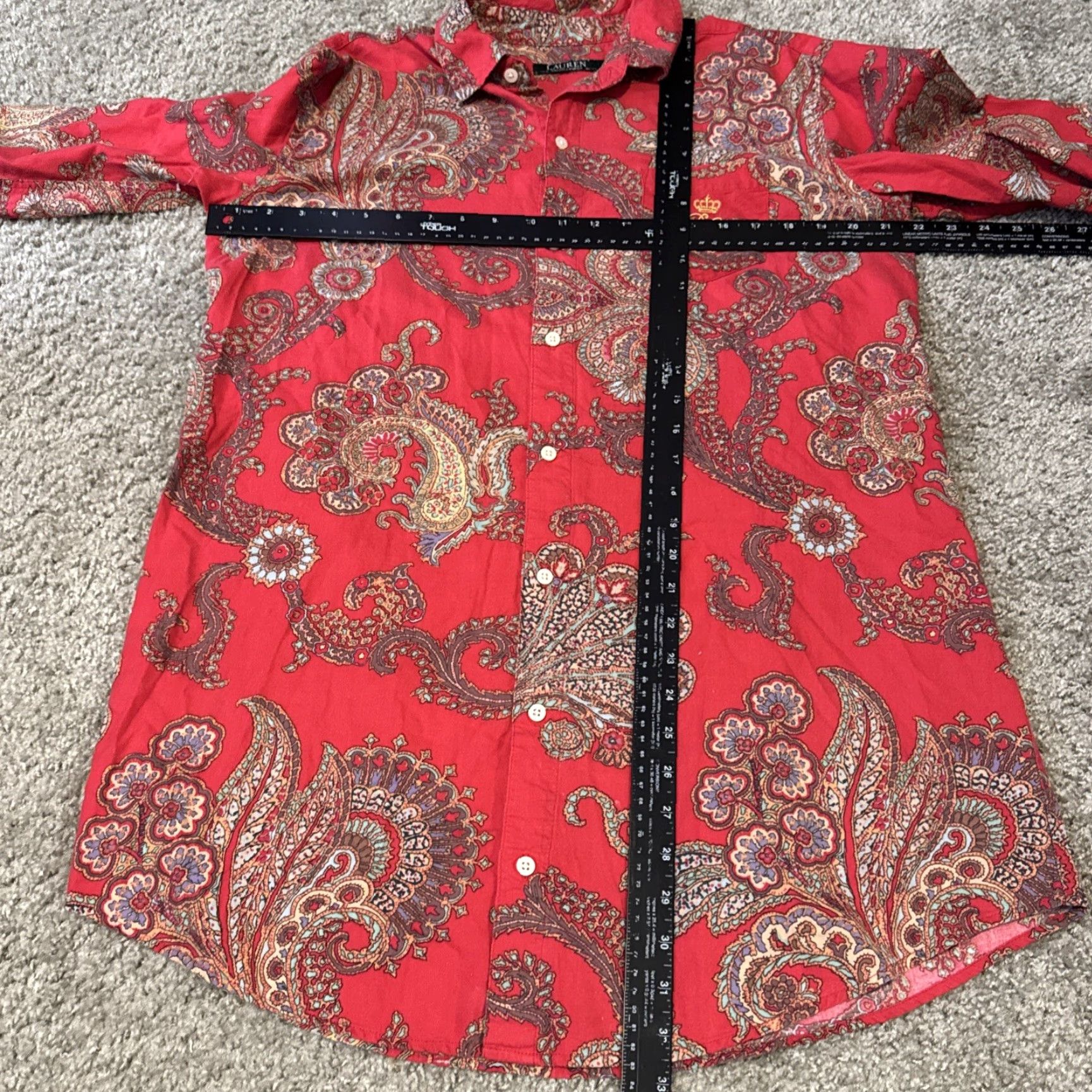 Ralph Lauren VINTAGE Lauren Ralph Lauren Red Paisley Button-Down Shirt L Adult Unisex Long Sleeve 90s Size US L / EU 52-54 / 3 - 6 Thumbnail