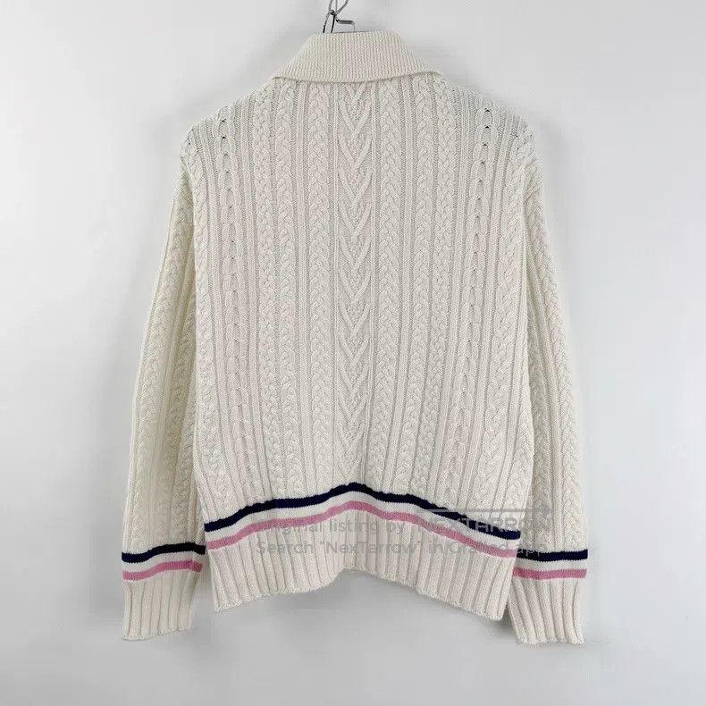 Chanel Chanel Beige striped colour block enamel button knitted ca Size XXS / US 00 / IT 34 - 2 Thumbnail
