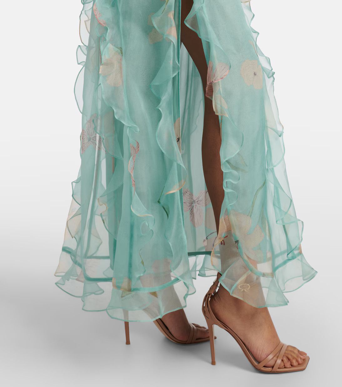 Zimmermann oc11z0226 Illuminate Floral Ruffled Gown In Blue Size M / US 6-8 / IT 42-44 - 5 Thumbnail