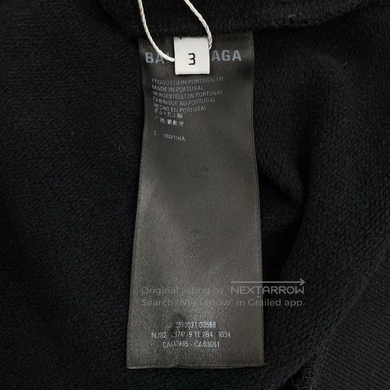 Balenciaga Balenciaga Black Logo Letter Printed Cotton Hooded Long Sl Size US L / EU 52-54 / 3 - 6 Thumbnail