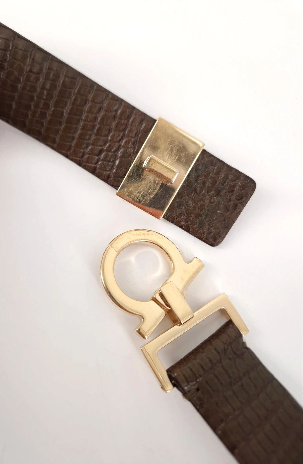 Salvatore Ferragamo Salvatore Ferragamo Green Embossed Leather Gancio Belt Size ONE SIZE - 13 Thumbnail