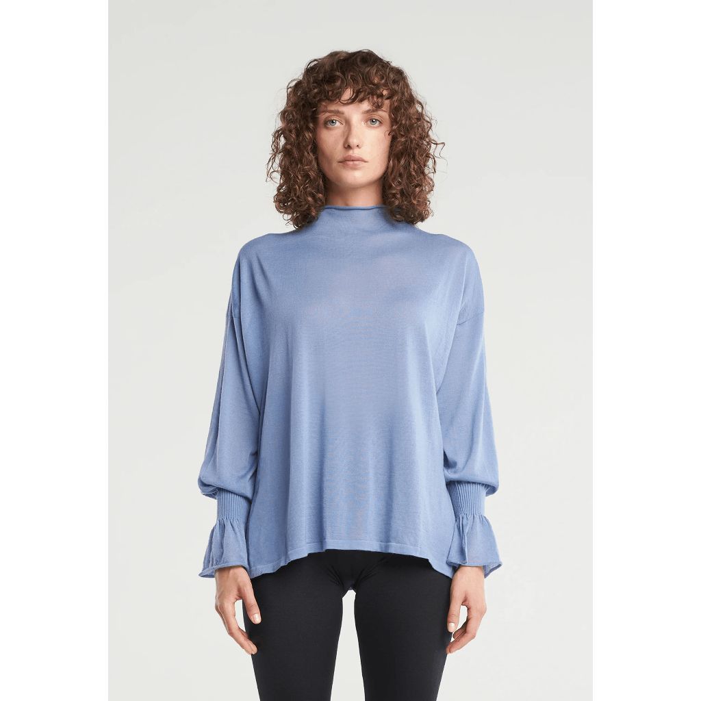 image of NWT Wolford Cashmere Loose Top Long Sleeves S Blue, Women's (Size Small)