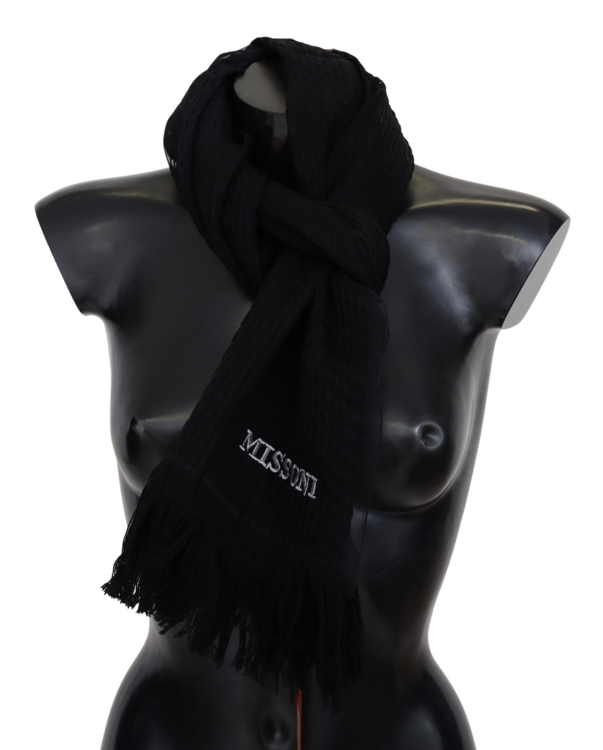 Missoni Elegant Wool Silk Unisex Black Men's Scarf Size ONE SIZE - 1 Thumbnail