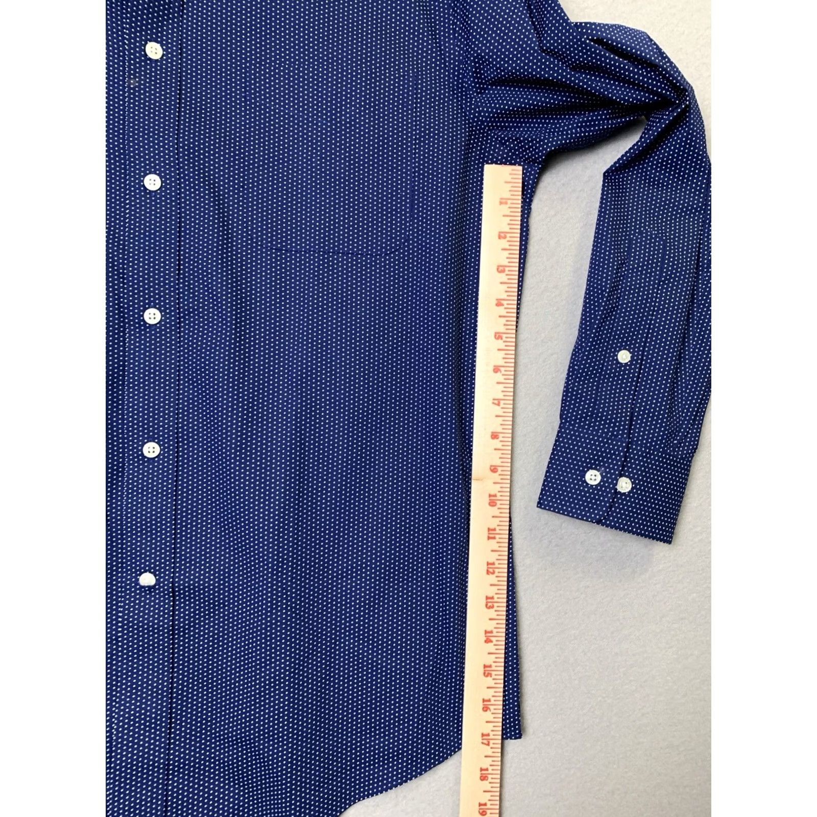 Ralph Lauren Lauren Ralph Shirt Mens L Blue Button Polka Dot Regular Fit Size US L / EU 52-54 / 3 - 7 Thumbnail