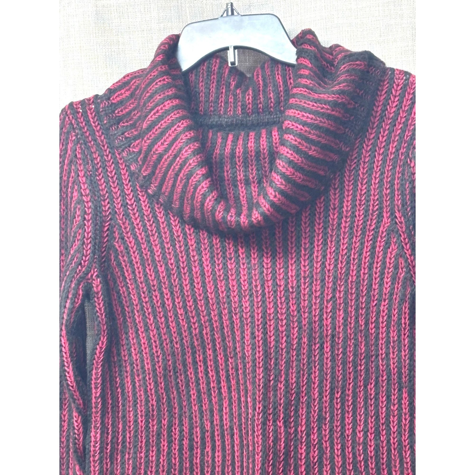 DKNY DKNY Jeans Striped Cowl-Neck Mixed Knit Tank Sweater, Syrah, Size M / US 6-8 / IT 42-44 - 11 Thumbnail