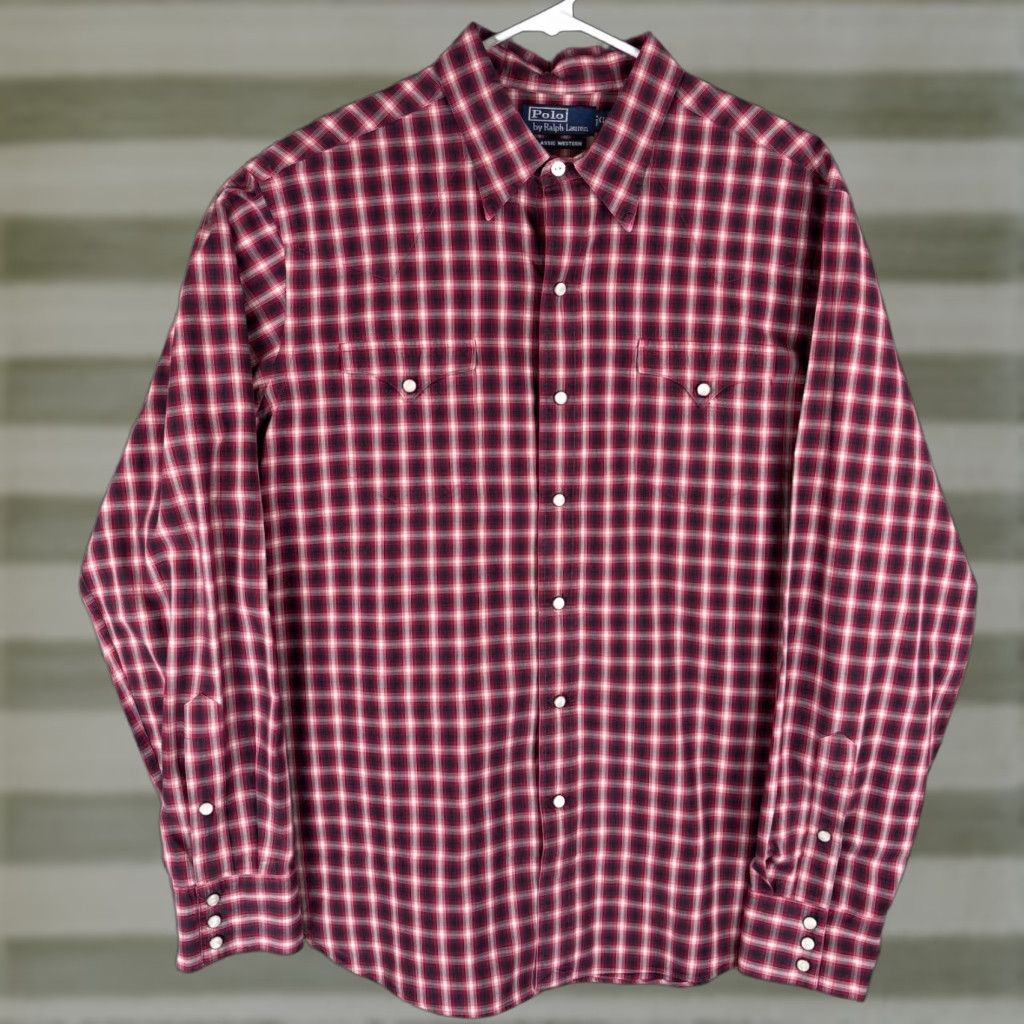 Polo Ralph Lauren VINTAGE Polo Ralph Lauren Classic Western Pearl Snap Shirt Red Plaid Men's XL Shirt Size US XL / EU 56 / 4 - 1 Thumbnail