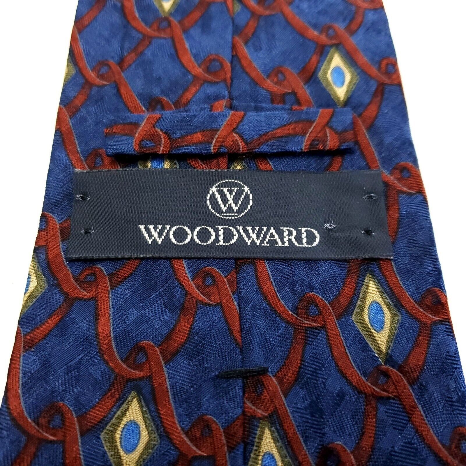 Woodward Woodward Blue Red Jacquard Print Wide Silk Tie Size ONE SIZE - 3 Thumbnail