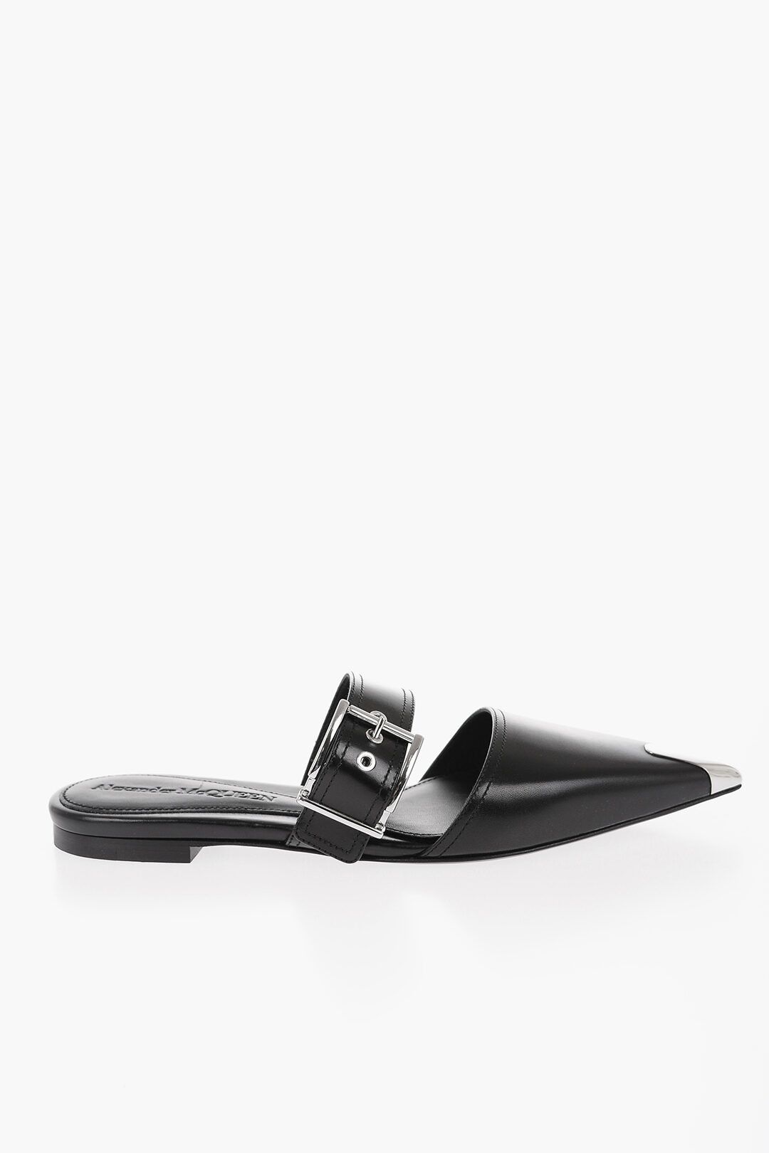 image of Alexander Mcqueen Og1Mm0524 Leather Pointed Mule Shoess In Black Shoes, Women's (Size 7)