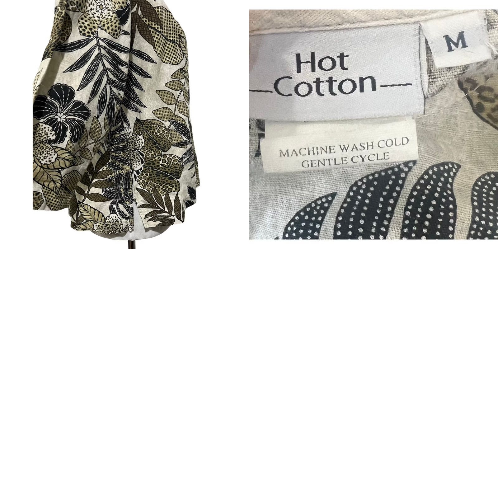 Vintage VINTAGE Hot Cotton Blouse Shirt Women Linen Cotton Floral Earth Tones Boxy Lagenlook 3/4 Sleeve Tan Size M Size M / US 6-8 / IT 42-44 - 8 Thumbnail