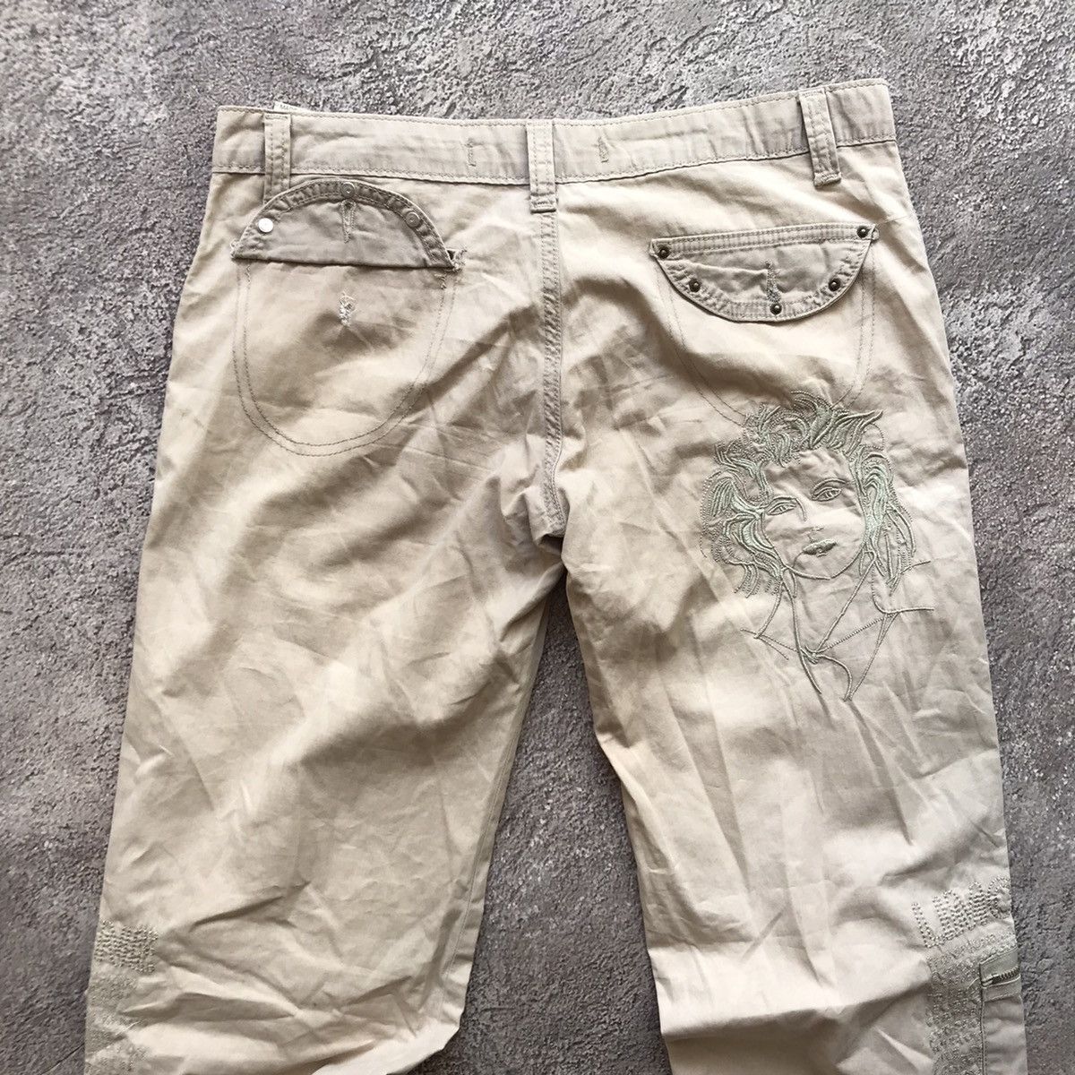 Vintage Vintage Y2K Baggy Cargo Pants Distressed Streetwear Tan 29 Size 29" - 7 Thumbnail