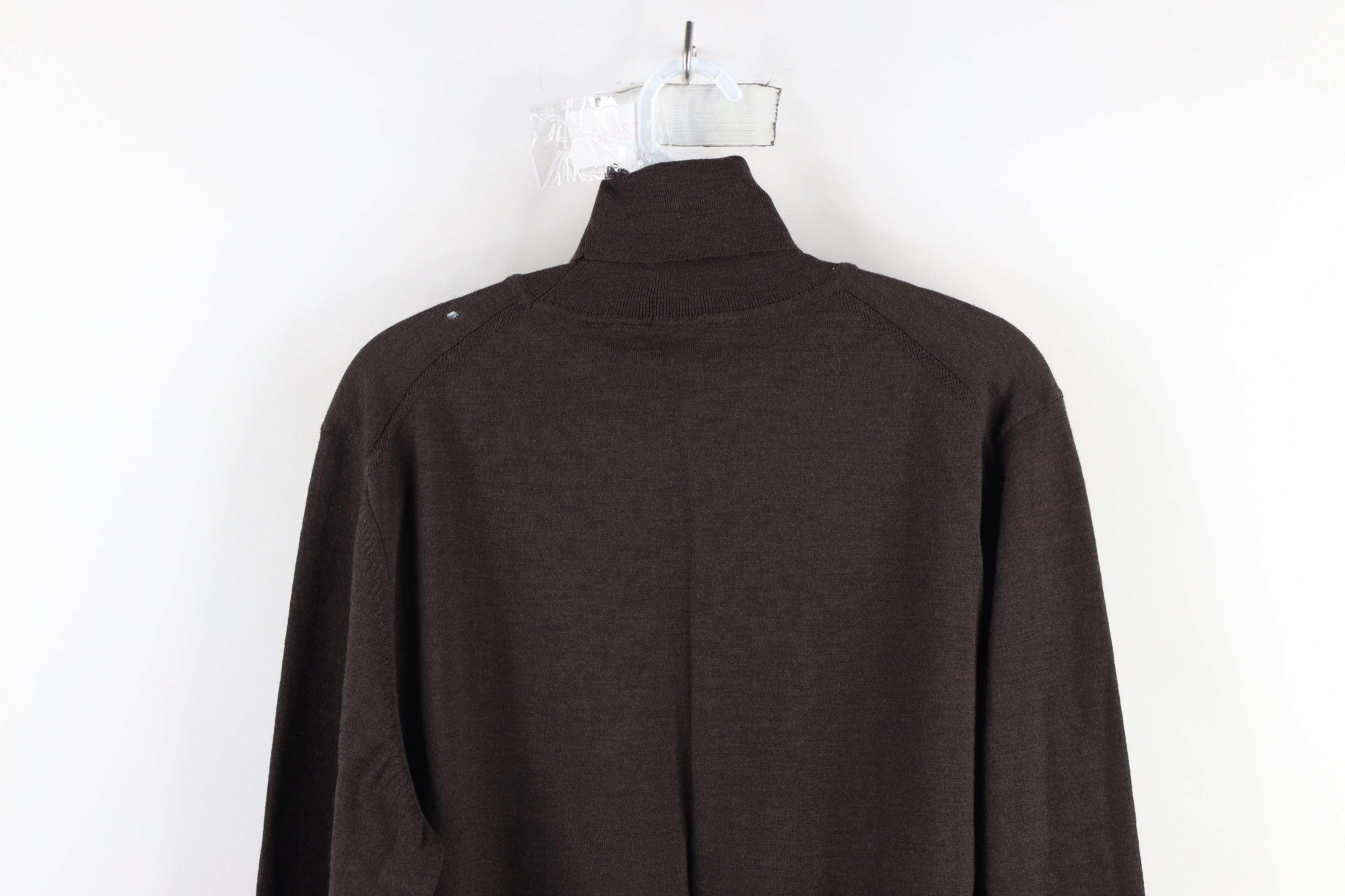 Hugo Boss × Vintage Hugo Boss Merino Wool Knit Turtleneck Sweater Brown Size US XL / EU 56 / 4 - 10 Thumbnail