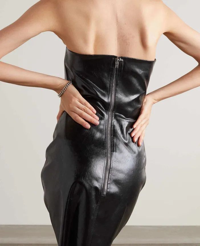 Rick Owens o1y0126 Denim Mini Dress in Black Size M / US 6-8 / IT 42-44 - 2 Thumbnail