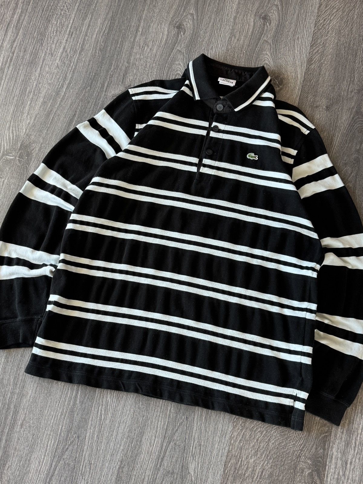 Lacoste Y2K Vintage Lacoste Rugby Striped Longsleeve Sweatshirt Size US XL / EU 56 / 4 - 2 Thumbnail