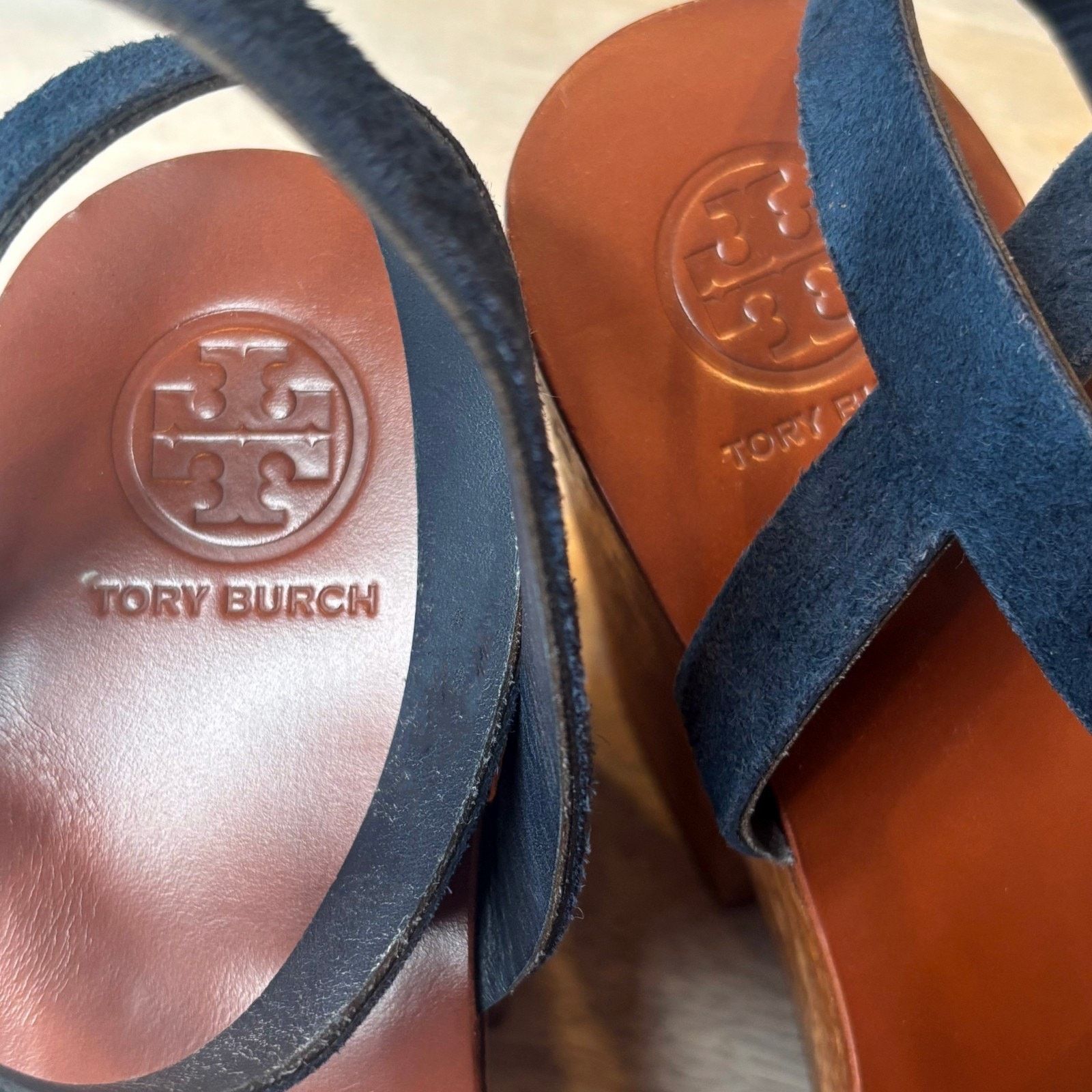 Tory Burch Tory Burch May Lancaster Blue Suede Platform Sandals Sz 6.5 Size US 6.5 / IT 36.5 - 7 Thumbnail