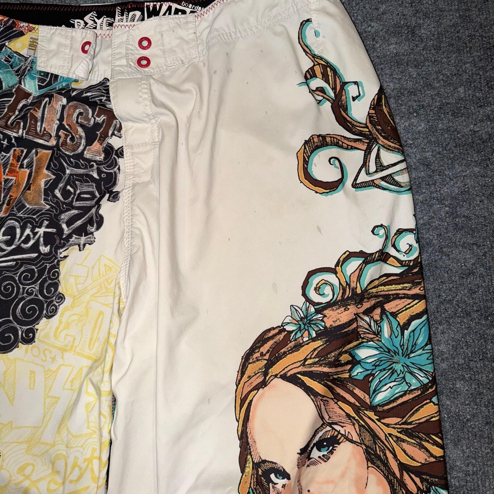 Warren Lotas LOST Enterprises Psycho Ward Girl Surf Board Shorts Mens Lg Size US 34 / EU 50 - 2 Thumbnail